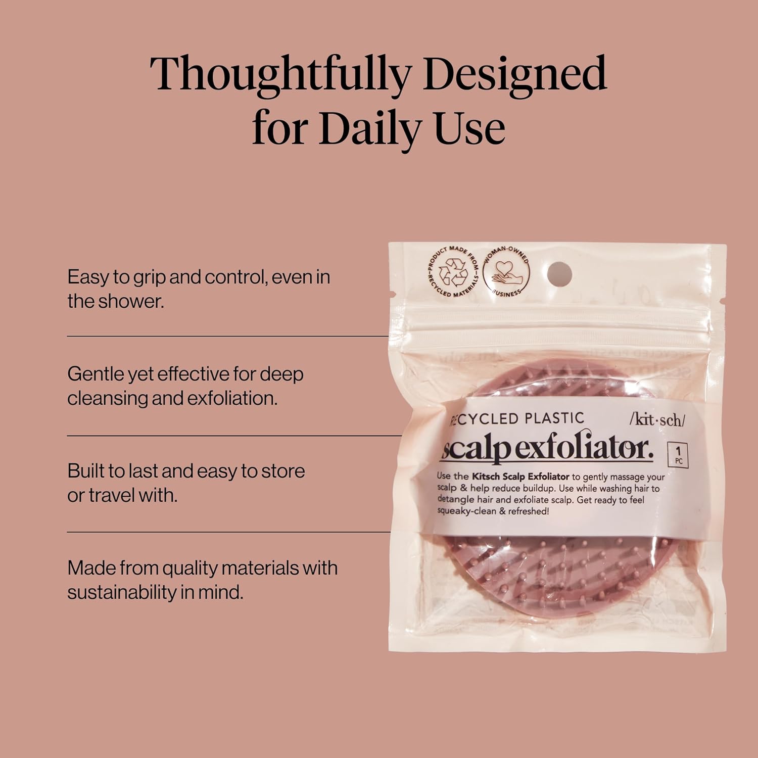 Kitsch Scalp Massager for Hair Care - Scalp Scrubber, Shampoo Brush & Exfoliator for All Hair Types - Relaxing & Exfoliating - Terracotta - Image 6