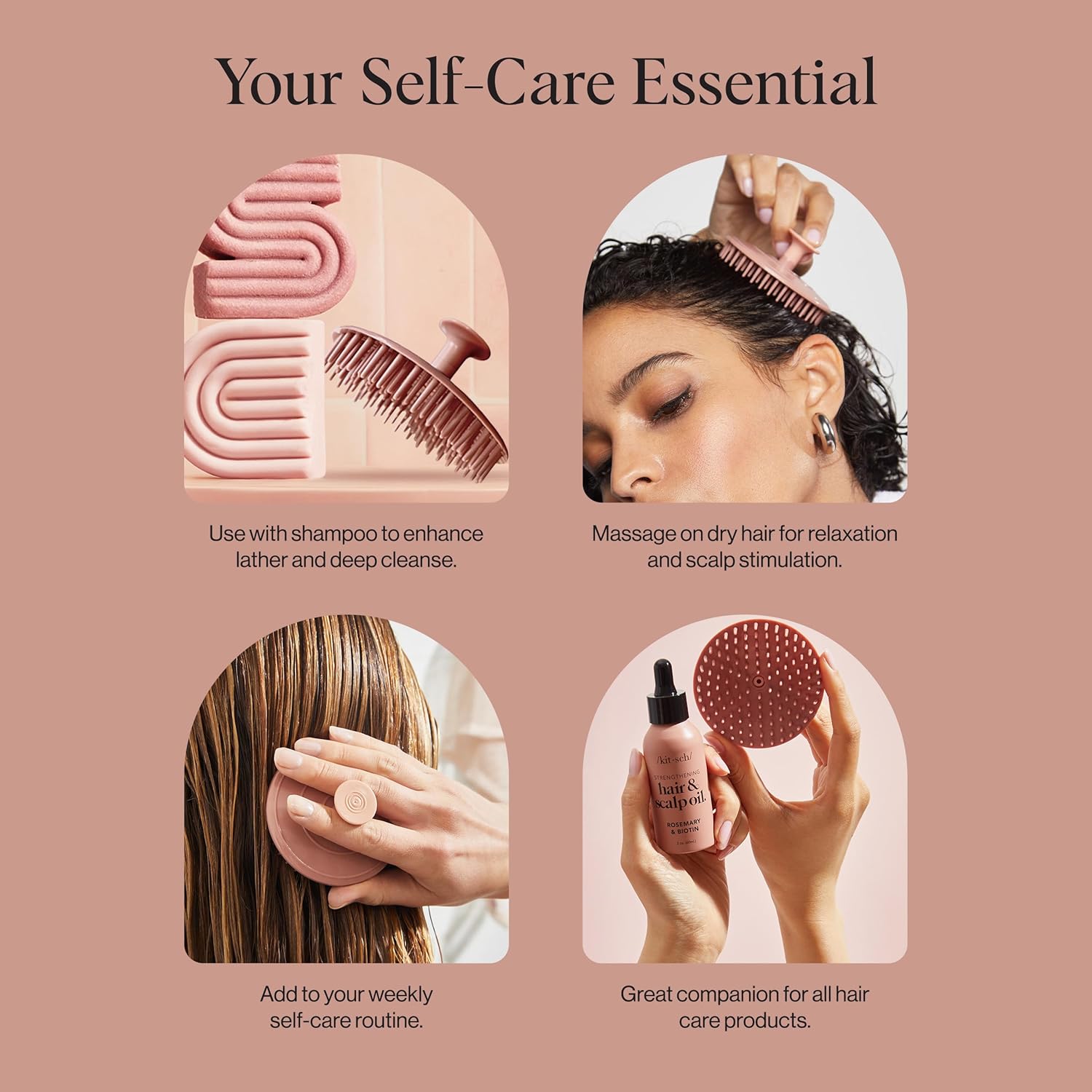 Kitsch Scalp Massager for Hair Care - Scalp Scrubber, Shampoo Brush & Exfoliator for All Hair Types - Relaxing & Exfoliating - Terracotta - Image 8