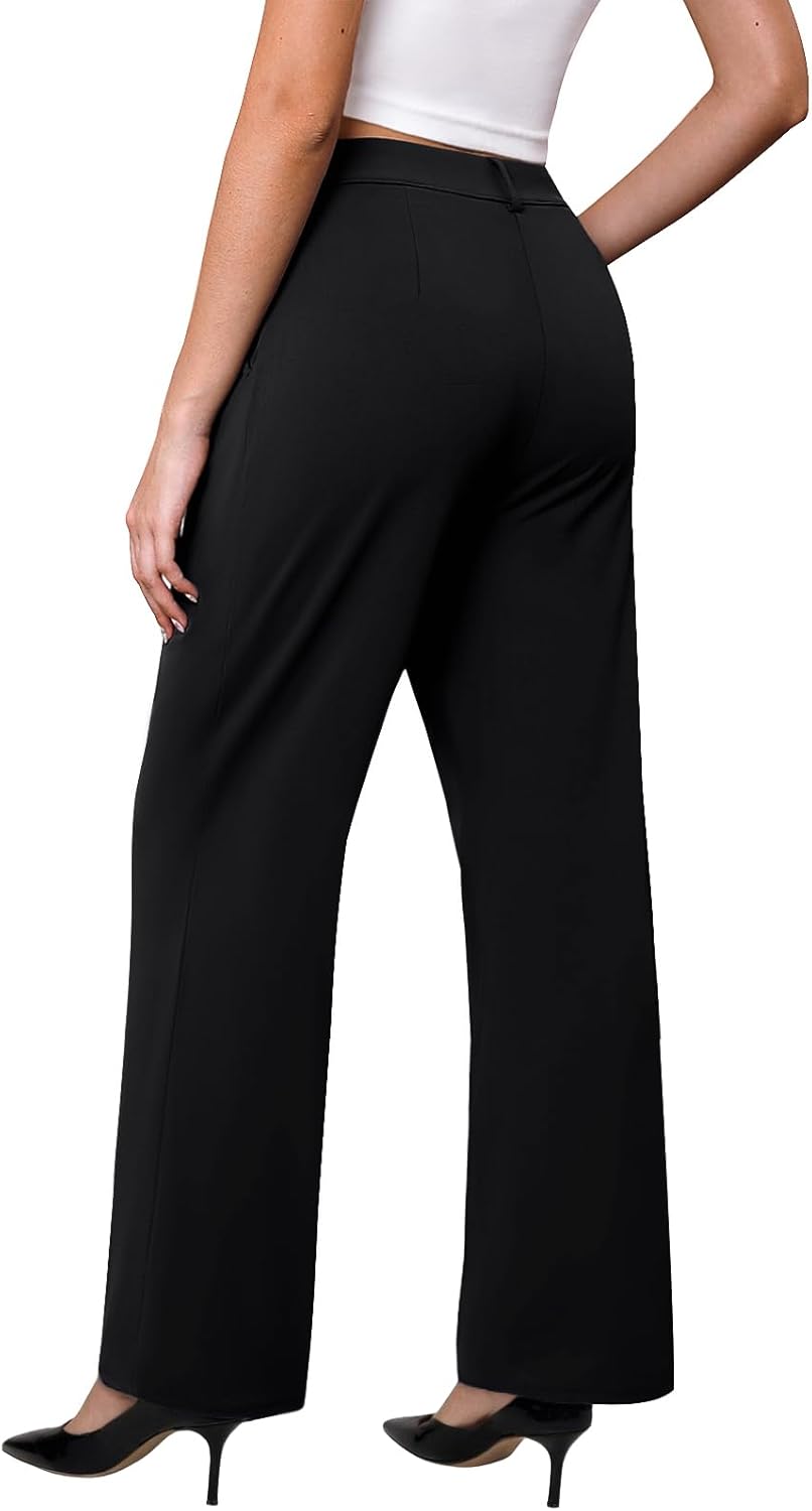 Womens Wide Leg Dress Pants Stretchy High Waisted Work Pants Business Casual Office Trousers with Pockets - Image 3