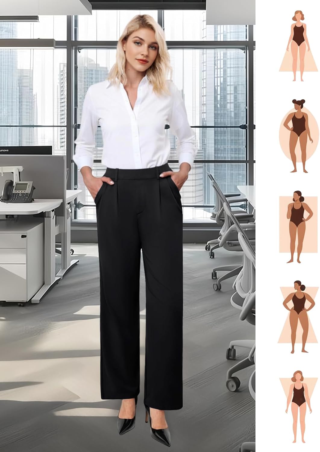 Womens Wide Leg Dress Pants Stretchy High Waisted Work Pants Business Casual Office Trousers with Pockets - Image 6