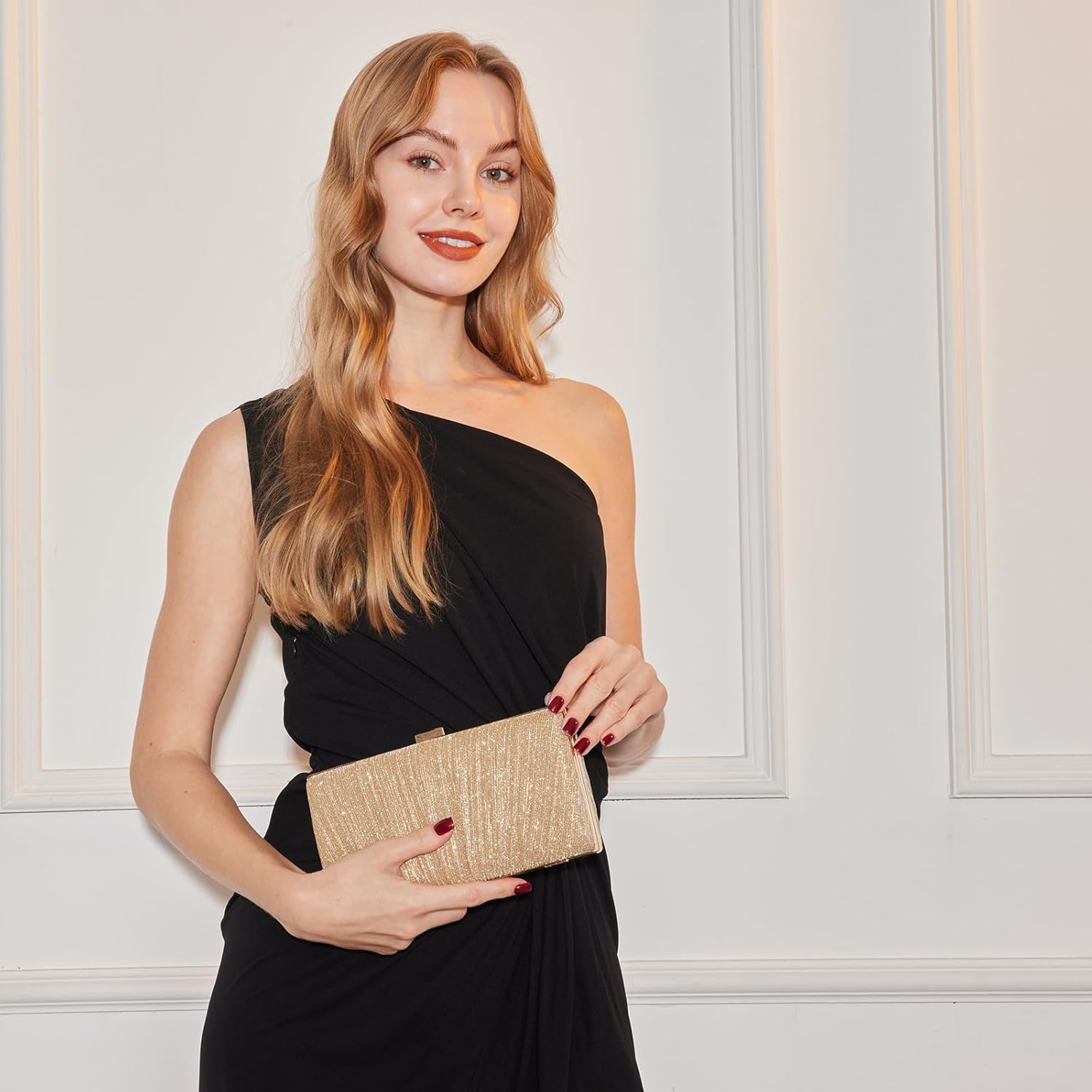 Kseymeir Clutch Purses for Women Pleated Evening Handbag with Chain Prom, Cocktail, and Wedding - Image 3