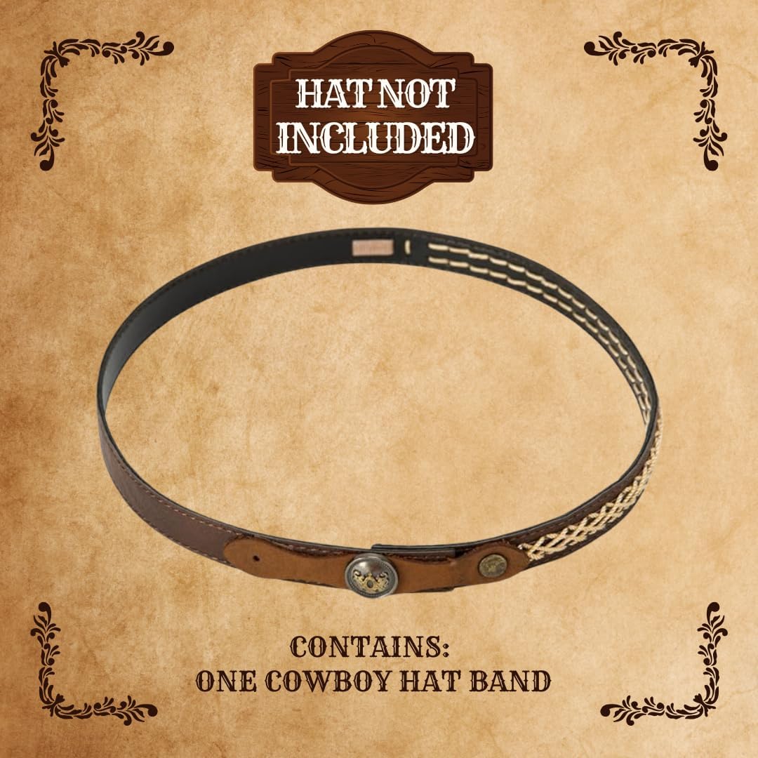 Gamboa Hat Bands for Cowboy and Cowgirl Western Accesories for Men and Women Leather Style Hat Belt Band - Image 3