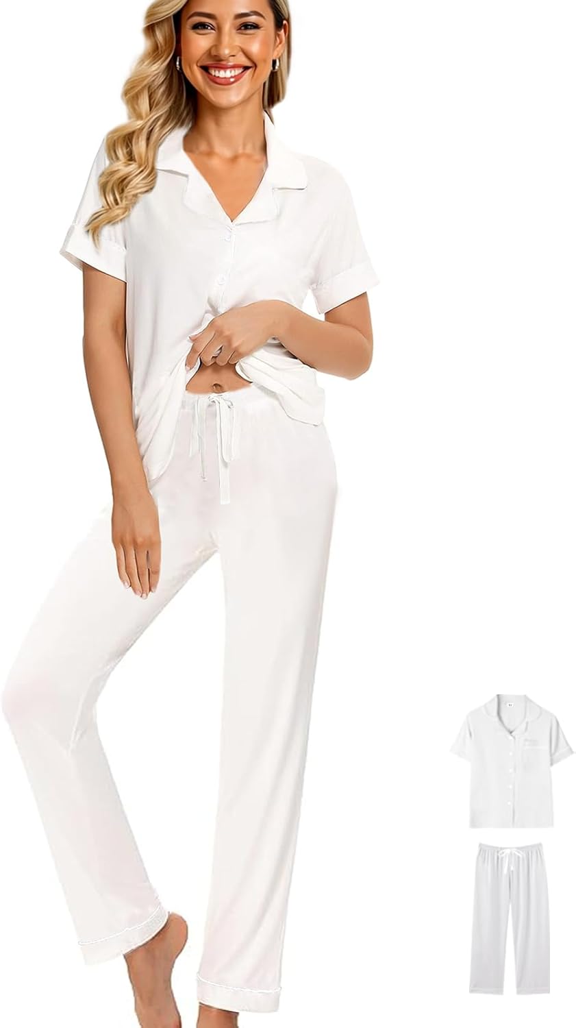Womens Pajamas Set 3Pcs Pajama Sets Soft Sleepwear XS-XXL Button Down Lounge Sets Nightwear Long Pants Pjs Sets - Image 6
