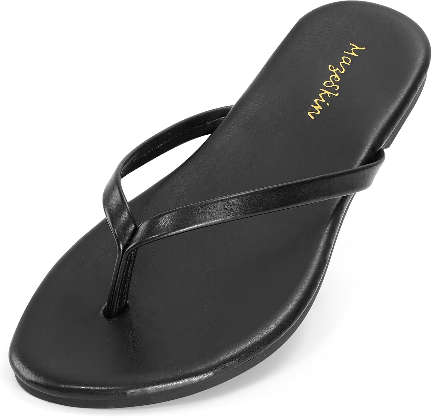 mazeskin Women's Memory Foam Comfortable Flat Thong Sandals Dressy Summer Beach Leather Slide Flip Flops - Image 3