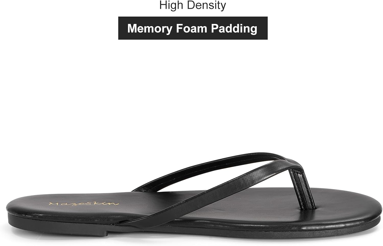 mazeskin Women's Memory Foam Comfortable Flat Thong Sandals Dressy Summer Beach Leather Slide Flip Flops - Image 4
