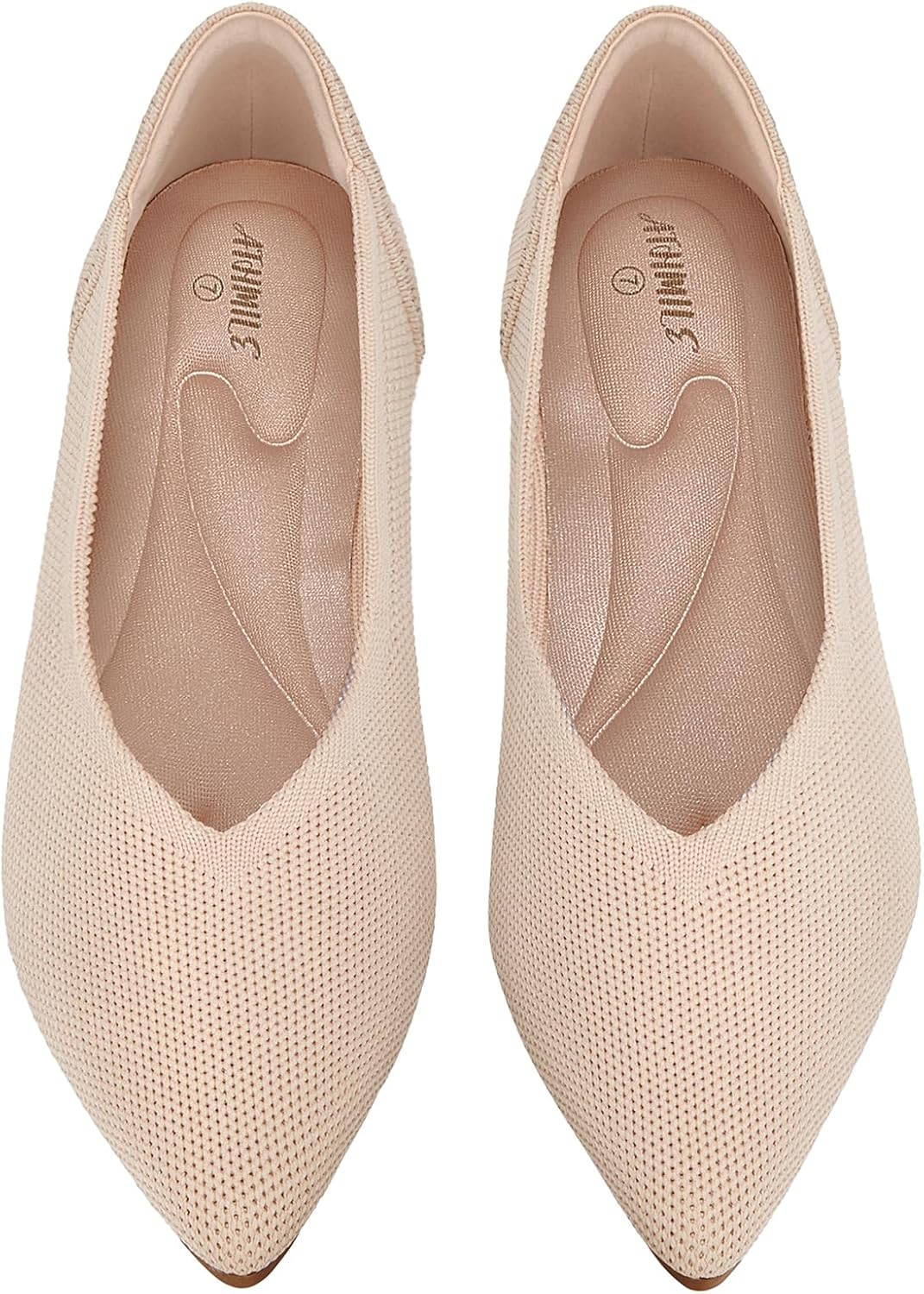 ATHMILE Pointed Toe Flats for Women Ultra-Comfortable Knit Ballet Flats Shoes for Women with Memory Foam & Padding, Machine Washable Womens Flats for Work Office Casual Walking Wedding - Image 2