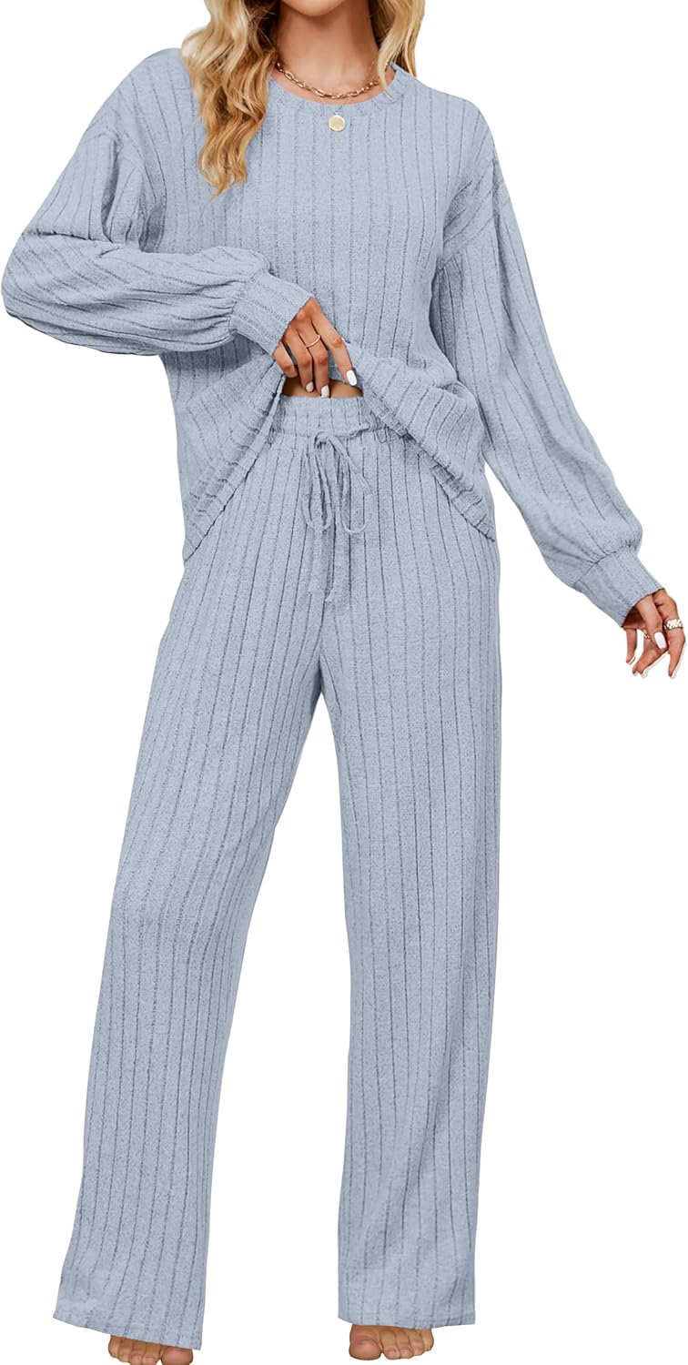 Blooming Jelly Womens Lounge Set Cute Long Sleeve Pajama Sets Casual 2 Piece Pj Outfit Fall Sleepwear Pockets - Image 2