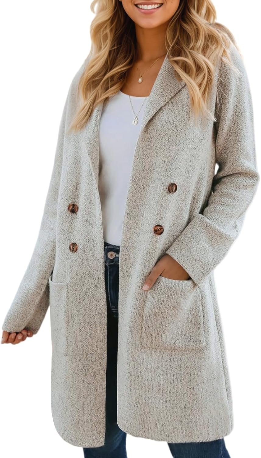 CiCiBird Women Fall Long Cardigan Sweater Trendy Knit Jacket Coat Dressy Blazer Coatigan - Image 2