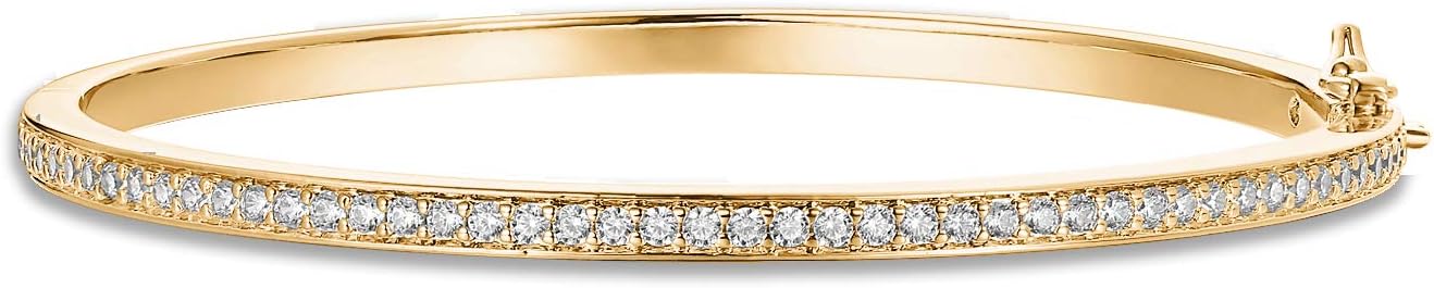 PAVOI 14K Gold Plated Cubic Zirconia Bangle Tennis Bracelets for Women | Classic Love Cuff Bangle Bracelets - Image 2