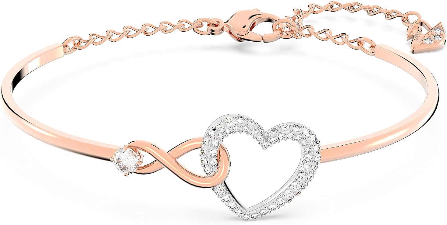 Swarovski Infinity Heart Jewelry Collection, Necklaces and Bracelets, Rose Gold & Rhodium Tone Finish, Clear Crystals - Image 2