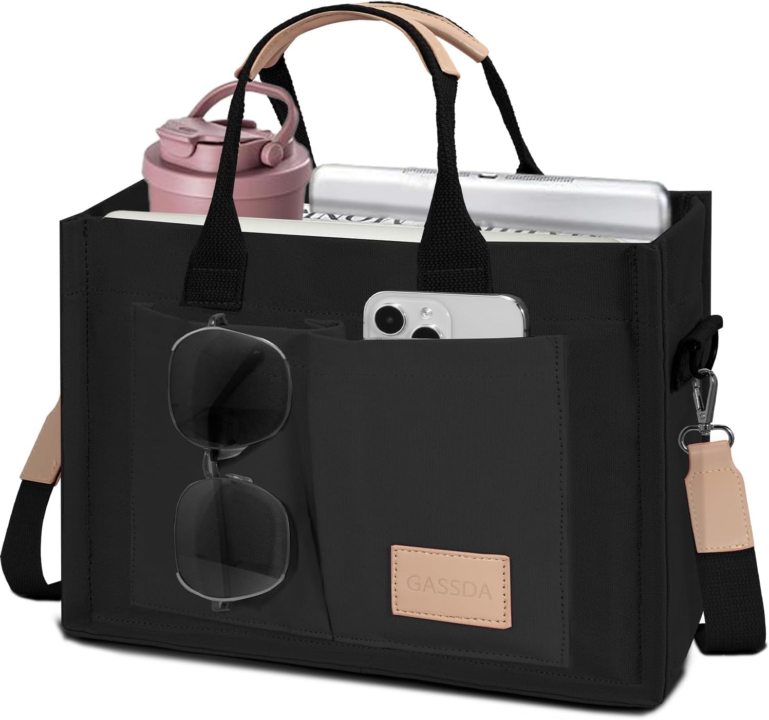 Tote Bags for Women Canvas Tote Purse Crossbody with Pockets Top Handle Shoulder Satchel Bag for Women - Image 2