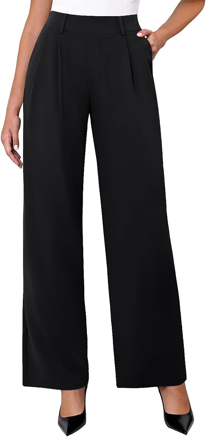 Womens Wide Leg Dress Pants Stretchy High Waisted Work Pants Business Casual Office Trousers with Pockets - Image 2