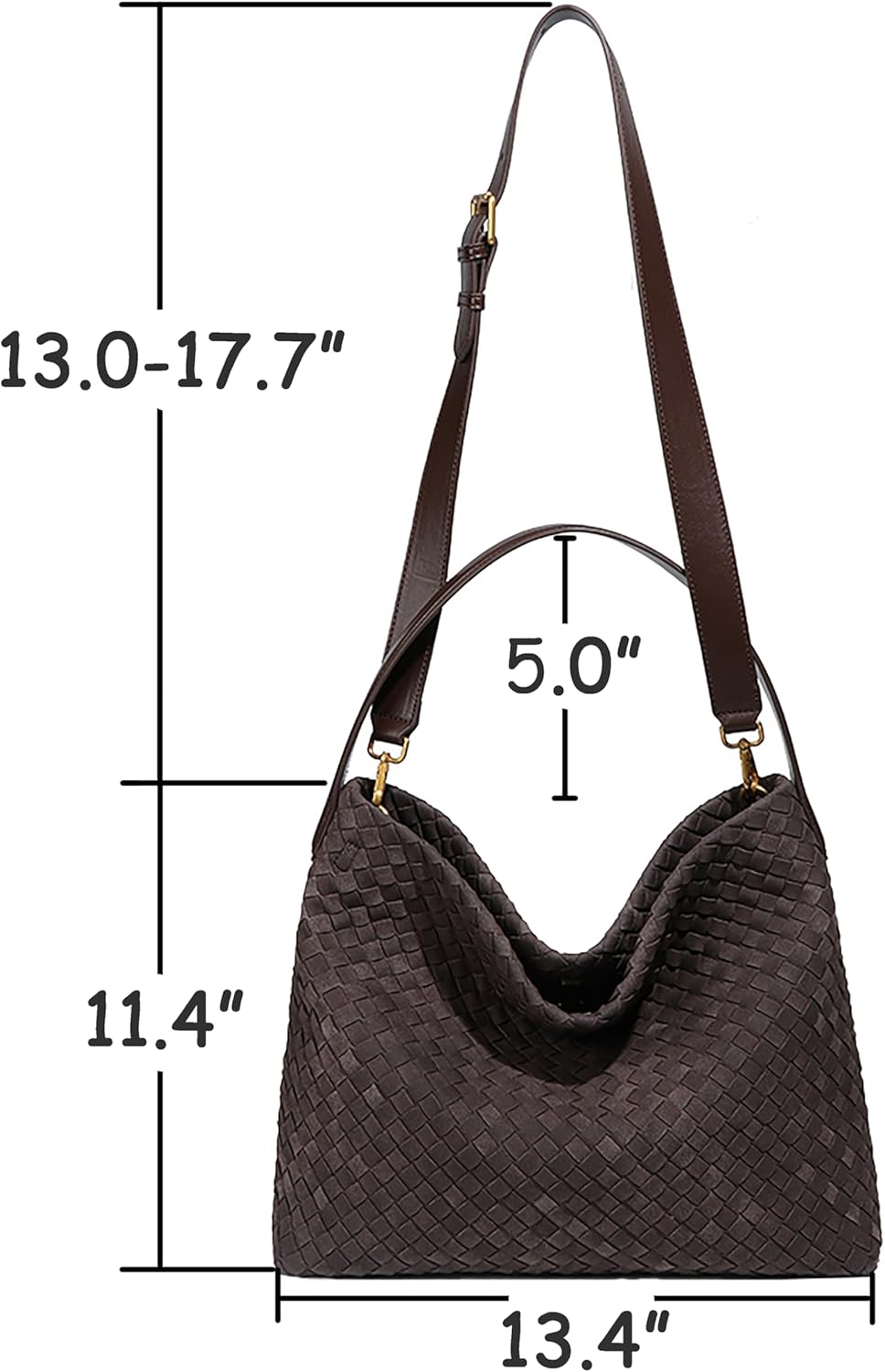 Woven Suede Shoulder Bag for Women Suede Hobo Bag Tote Elegant Handbag Satchel for Work Travel - Image 2