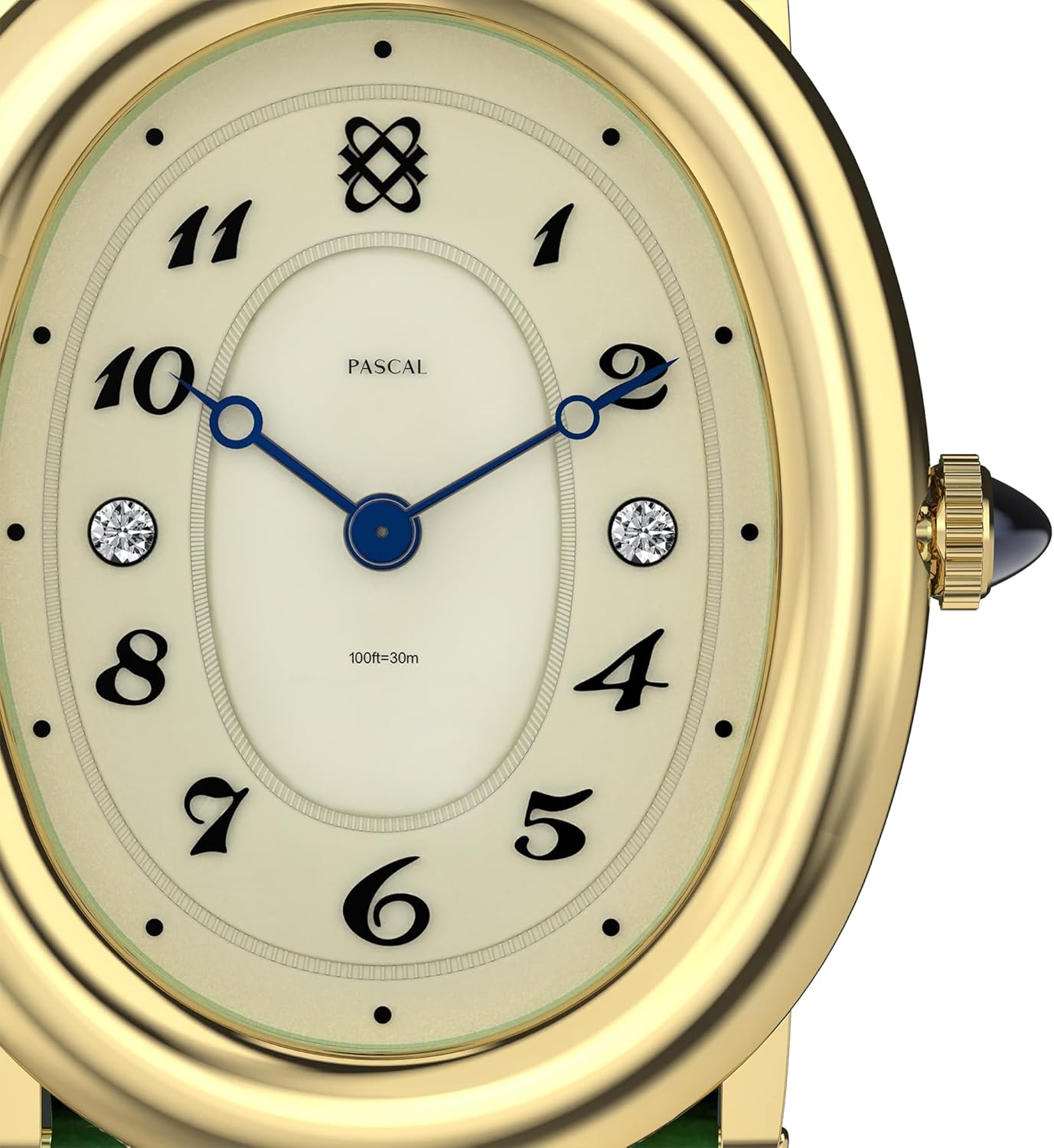 PASCAL Women's Oval Bubble Diamond Watch Leather Strap, Swiss Quartz Ladies Watches, Sapphire Crystal, Diamond Markers, Vintage-Inspired Dress Watch, 3ATM Waterproof (Gift for Her) - Image 3