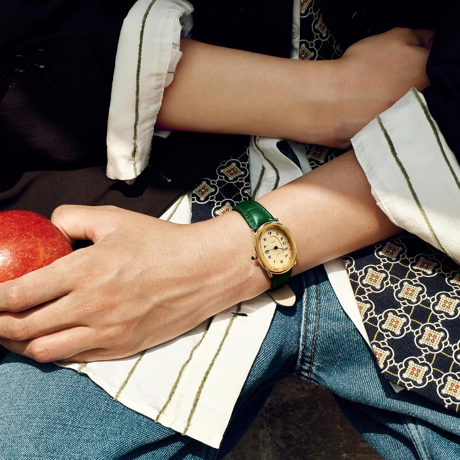 PASCAL Women's Oval Bubble Diamond Watch Leather Strap, Swiss Quartz Ladies Watches, Sapphire Crystal, Diamond Markers, Vintage-Inspired Dress Watch, 3ATM Waterproof (Gift for Her) - Image 6