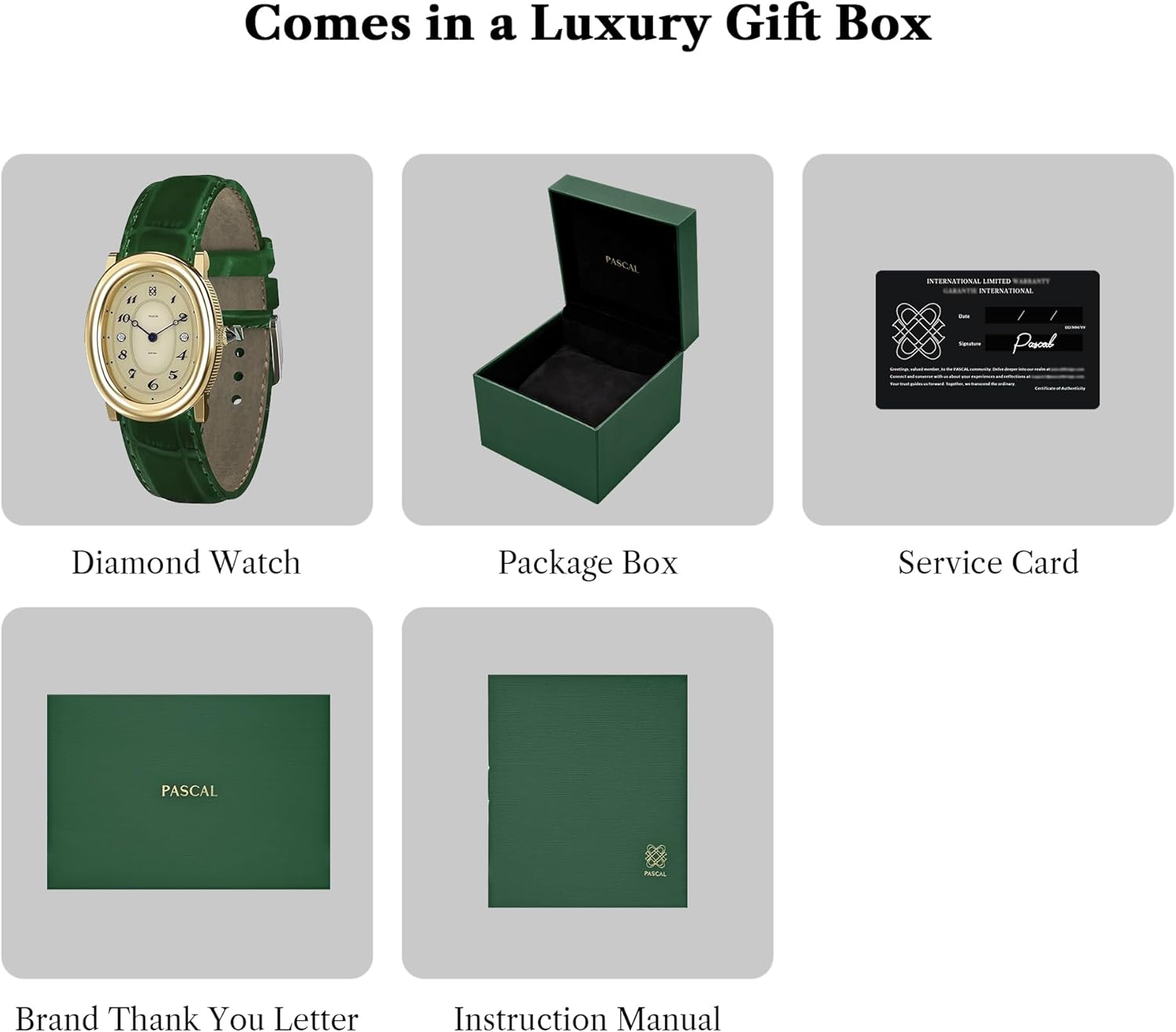 PASCAL Women's Oval Bubble Diamond Watch Leather Strap, Swiss Quartz Ladies Watches, Sapphire Crystal, Diamond Markers, Vintage-Inspired Dress Watch, 3ATM Waterproof (Gift for Her) - Image 8