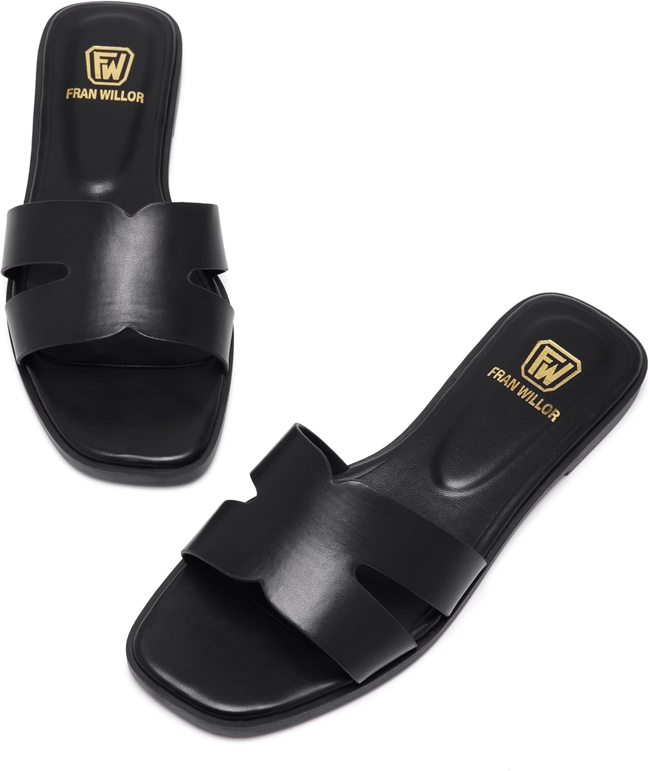 Women's Flat Sandals Dressy Comfortable Slide Sandals Fashion Square Open Toe Slip On Beach Sandals for Summer - Image 3