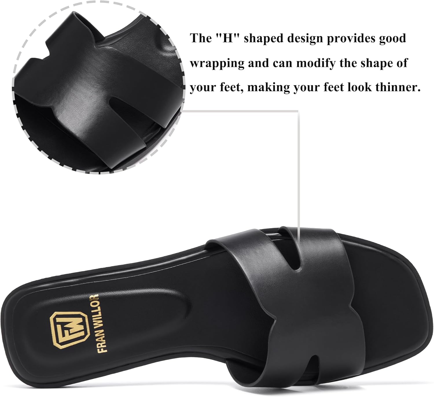 Women's Flat Sandals Dressy Comfortable Slide Sandals Fashion Square Open Toe Slip On Beach Sandals for Summer - Image 4