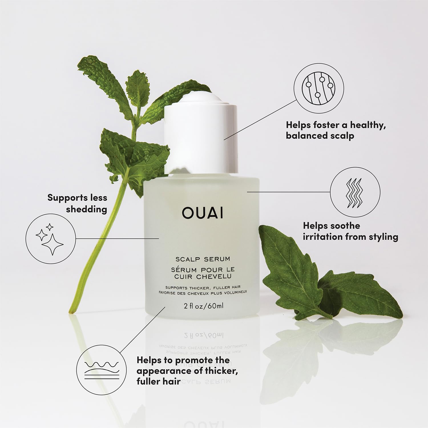 OUAI Scalp Serum - Balancing Hair Serum with Red Clover Extract, Siberian Ginseng and Peptides for Thicker and Fuller-Looking Hair - Paraben, Phthalate and Sulfate Free Scalp Care (2 Fl Oz) - Image 3