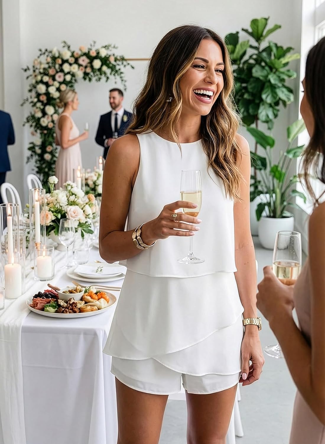 Dokotoo Womens Summer Jumpsuits 2026 Casual Ruffle Chiffon Sleeveless Rompers - Image 4