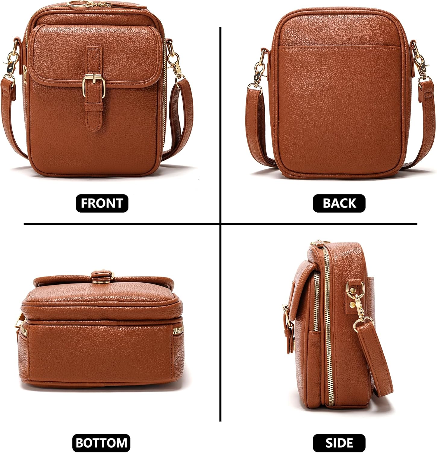 Small Crossbody Bags for Women Vegan Leather Messenger Purses, Vintage Wallet Anti Theft Shoulder Handbags with Card Slots - Image 7