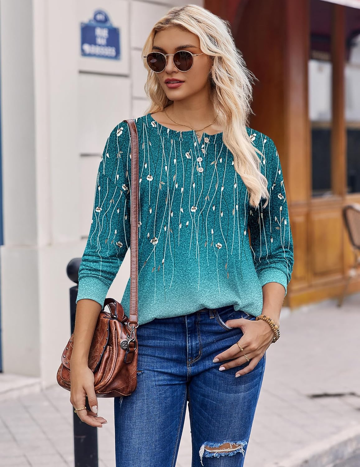 Zeagoo Long Sleeve Shirts for Women Henley T Shirts Loose Fit Tunics Dressy Casual Work Blouses Fall Fashion Tops - Image 3