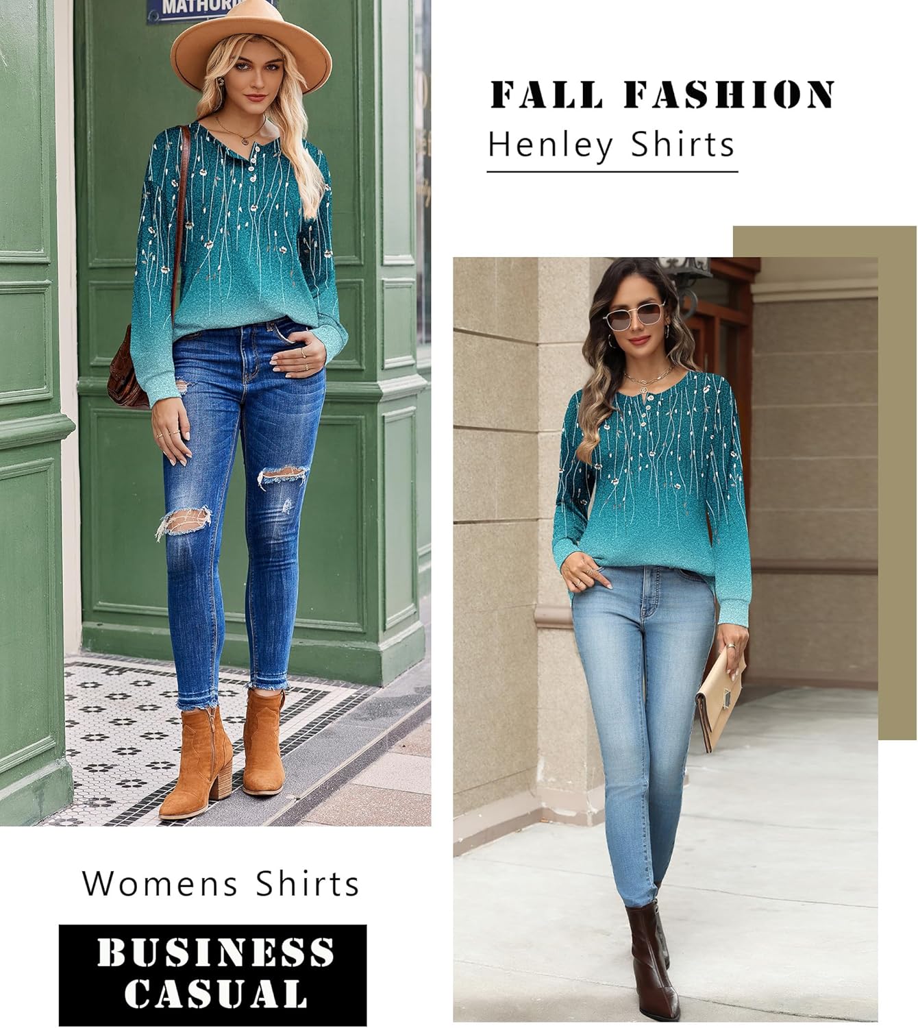 Zeagoo Long Sleeve Shirts for Women Henley T Shirts Loose Fit Tunics Dressy Casual Work Blouses Fall Fashion Tops - Image 5