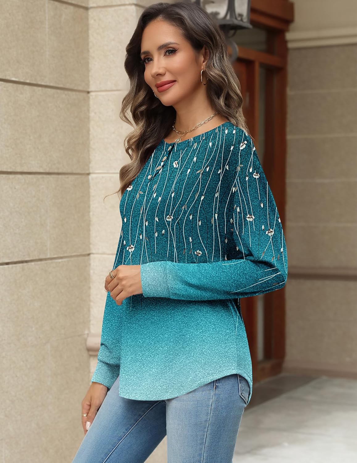 Zeagoo Long Sleeve Shirts for Women Henley T Shirts Loose Fit Tunics Dressy Casual Work Blouses Fall Fashion Tops - Image 7