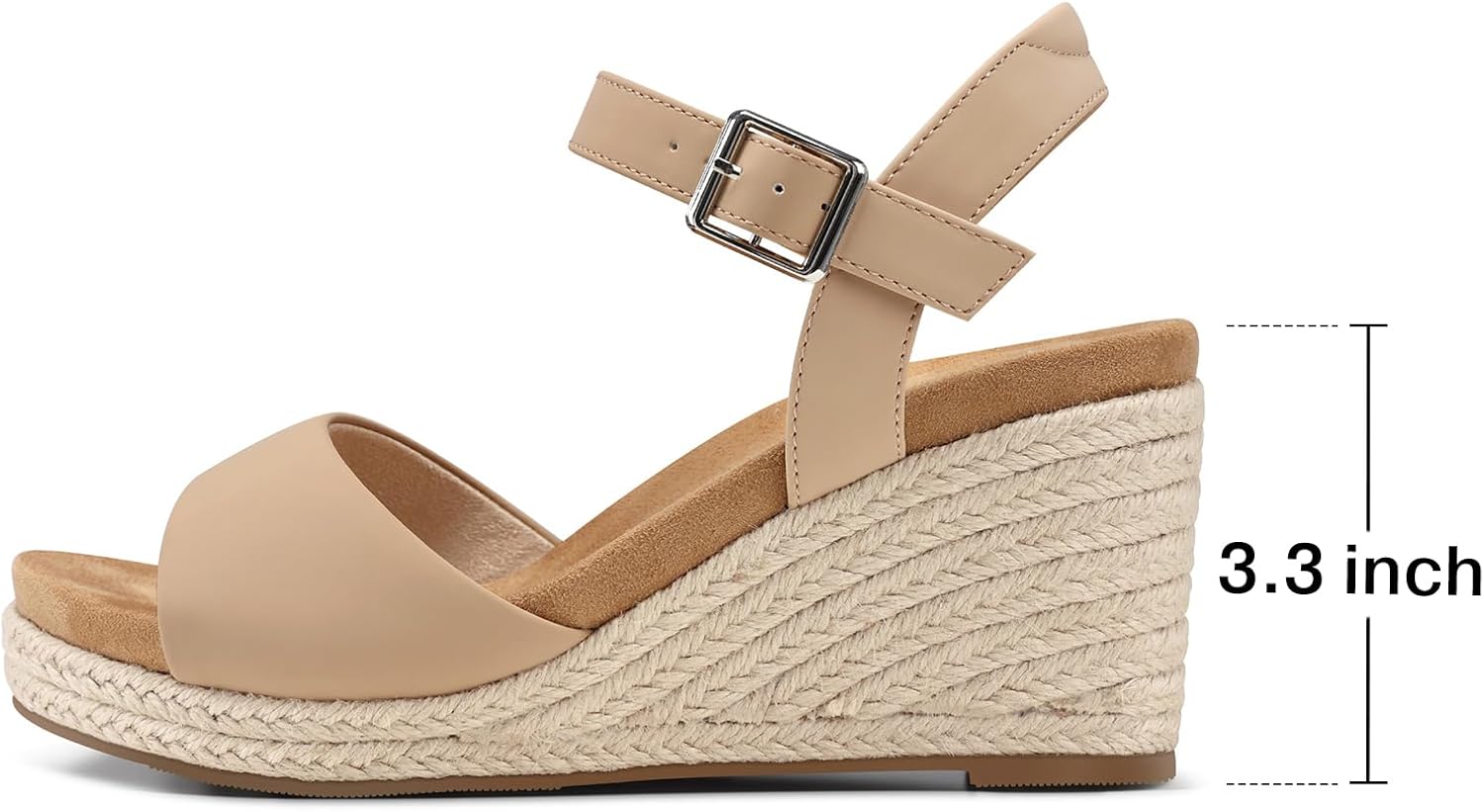 SHIBEVER Women's Wedge Platform Sandals: Espadrille Dressy Comfortable Summer Open Toe Ankle Strap Buckle Women Sandal - Image 6