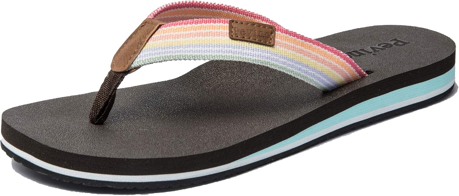 Pevino Women's Orthotic Flip Flops,Casual Comfortable Yoga Mat Thong Sandal with Arch Support - Image 6