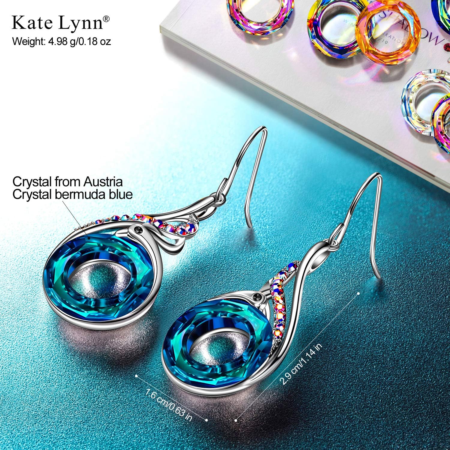 Kate Lynn "Rise From the Ashes" Phoenix Earrings, Sterling Silver Dangle Earrings with Crystals from Austria, Birthday Gift with Jewelry Box, Symbol of Luck and Renewal - Image 3