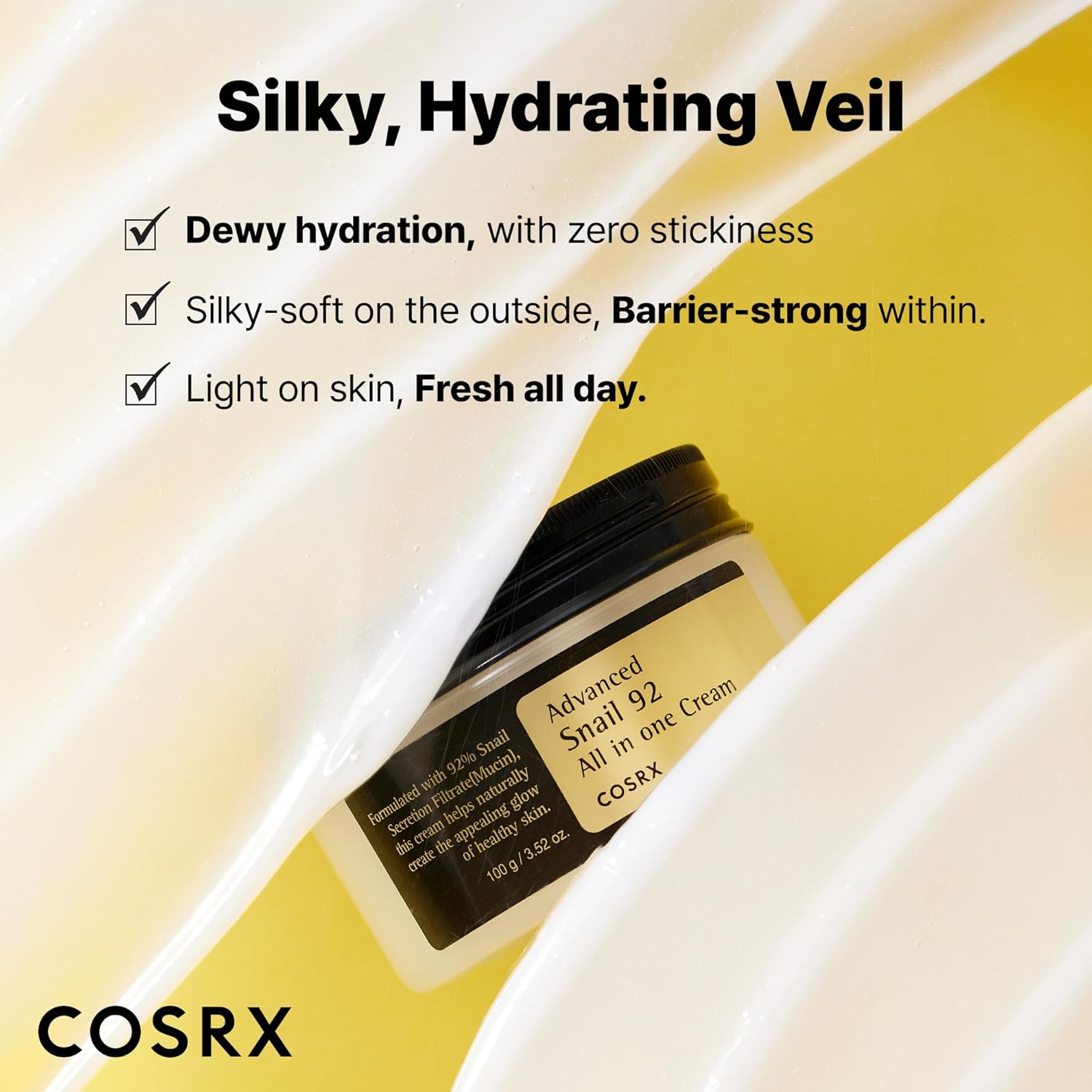 COSRX Snail Mucin 92% Face Moisturizer, 3.52 Oz, Lightweight Moisturing Cream for Soft, Glowy Skin, Korean Skin Care, Korean Moisturizer Face Cream - Image 6