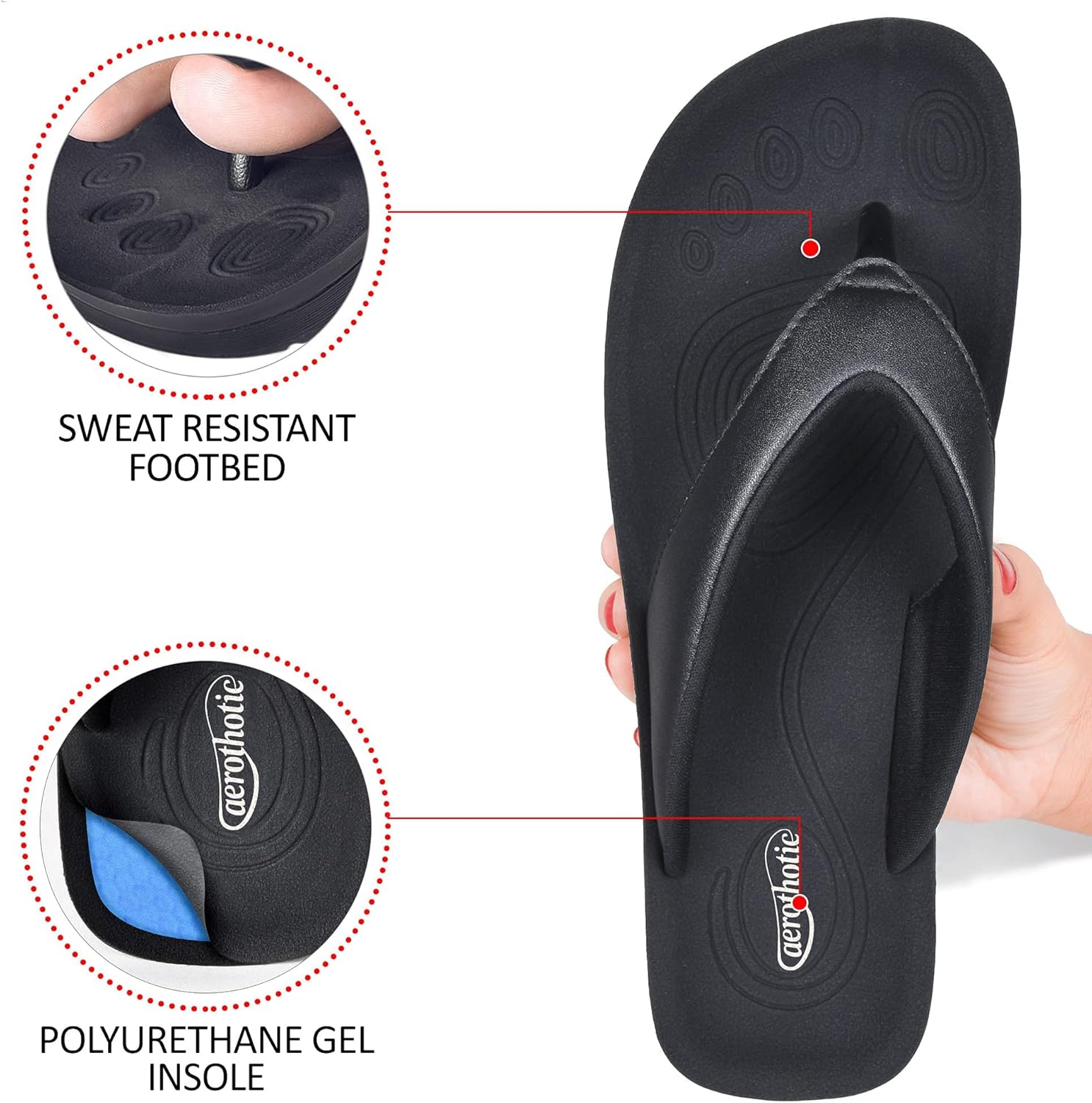 AEROTHOTIC Flip Flops for Women with Arch Support Plantar Fasciitis Orthopedic Cushioned Footbed Comfortable Non-Slip Sole with Padded Straps Dressy Casual Recovery Women Sandals - Image 6