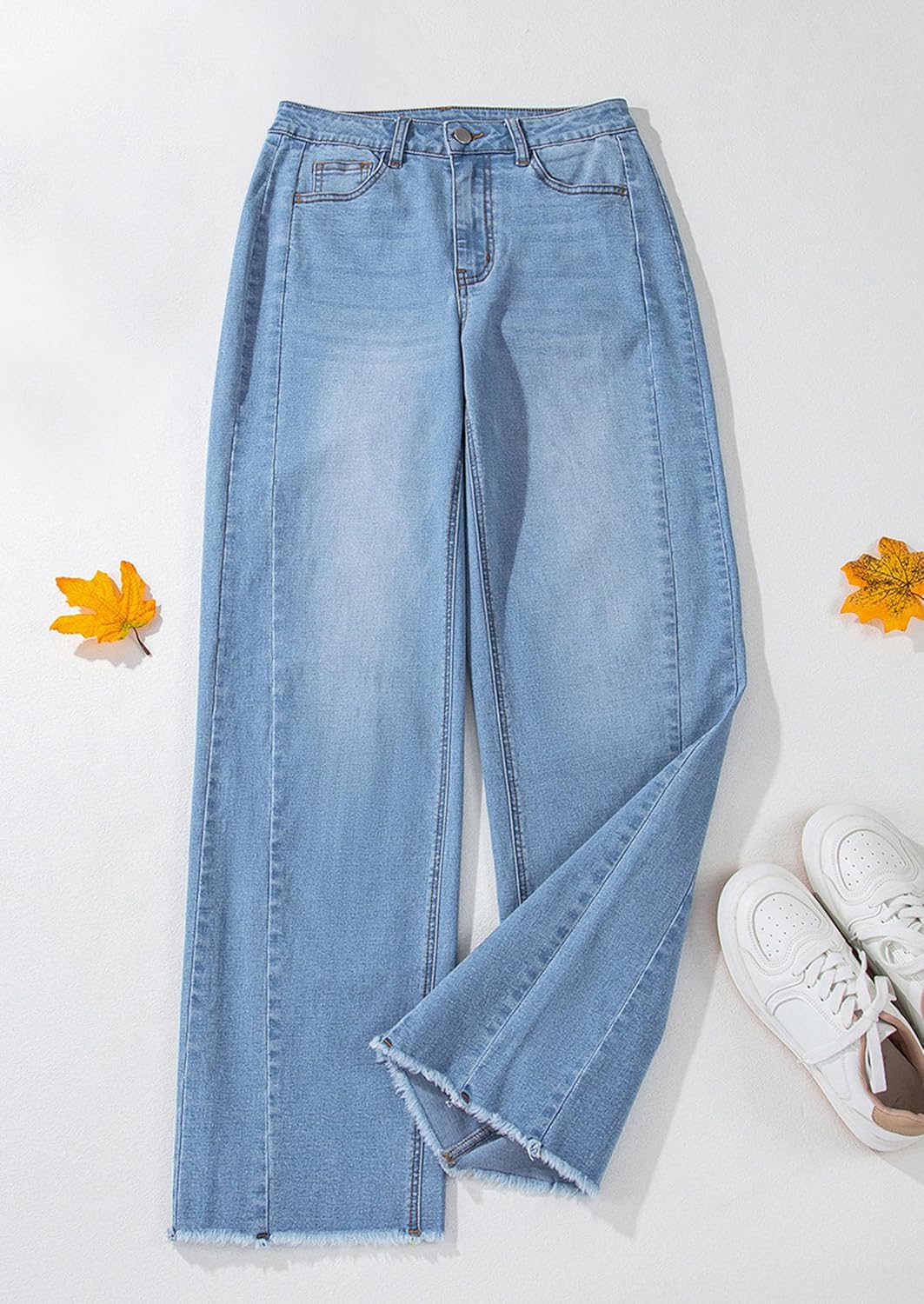 PRETTYGARDEN Wide Leg Jeans for Women Trendy High Waisted Stretchy Baggy Raw Hem Denim Palazzo Pants 2026 Spring Fall Clothes - Image 4