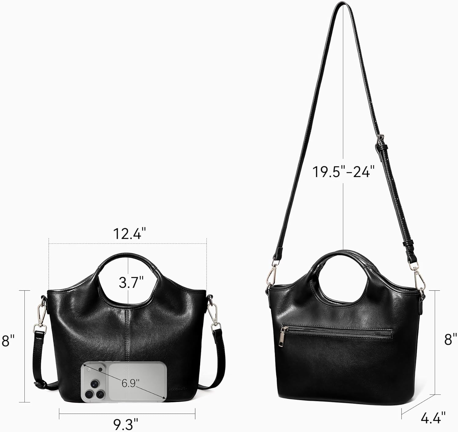 BOSTANTEN Vegan Leather Purses for Women Soft Top Handle Satchel Crossbody Zipper Handbag with Detachable Shoulder Strap - Image 5