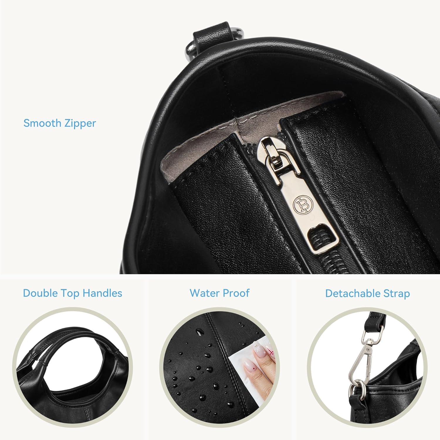 BOSTANTEN Vegan Leather Purses for Women Soft Top Handle Satchel Crossbody Zipper Handbag with Detachable Shoulder Strap - Image 7