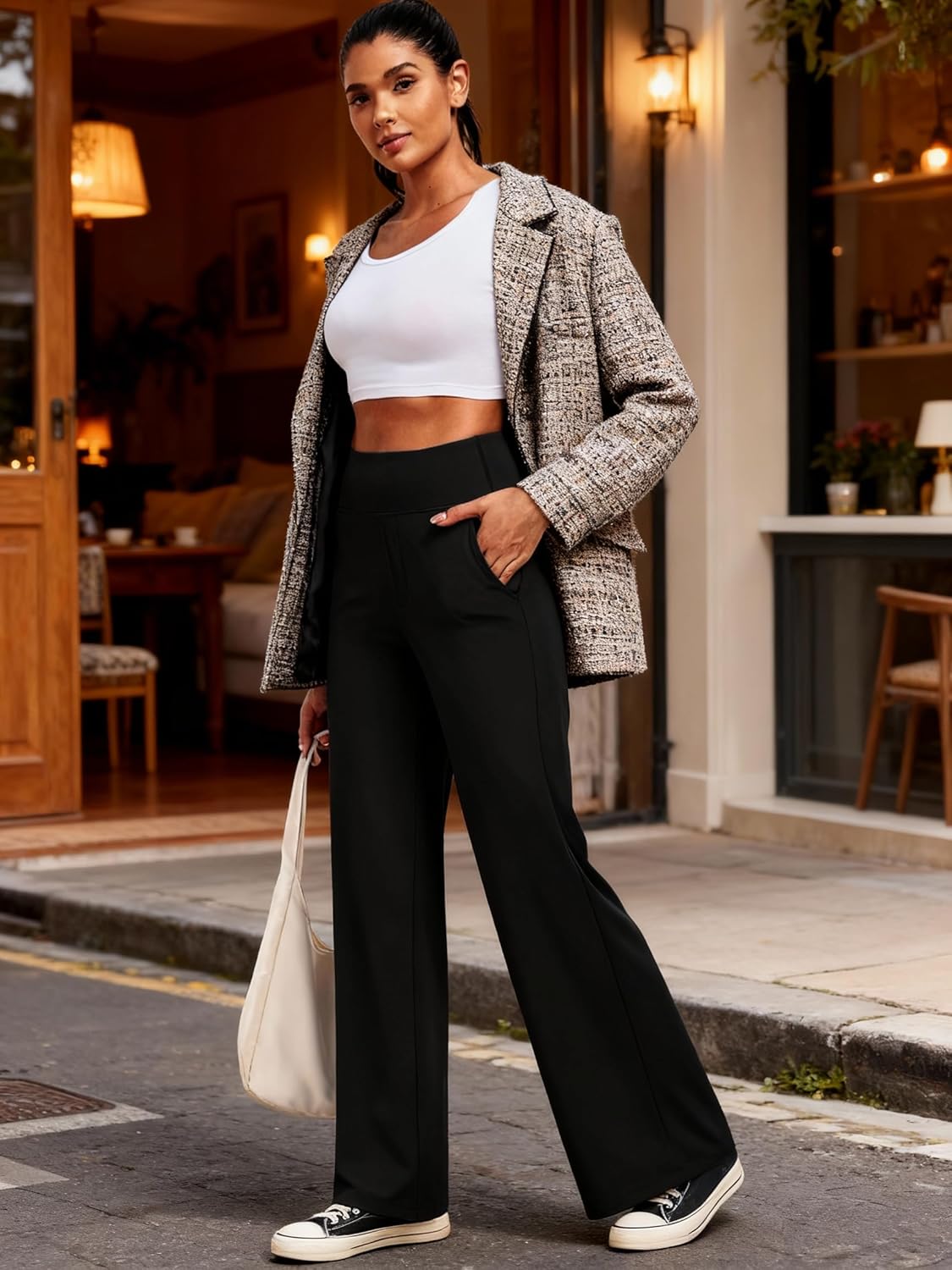 CADMUS High Waist Yoga Pants Women Wide Leg Pants with Pockets Stretch Dress Casual Sweatpants Petite/Regular/Tall - Image 4