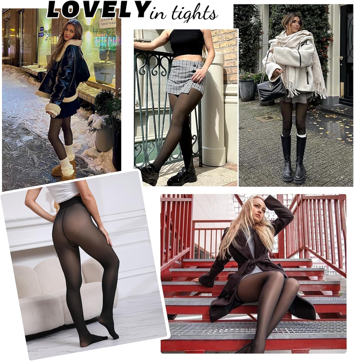 One-Seam Warm Fleece Lined Tights Women Fake Translucent Pantyhose High Waist Thermal Leggings Sheer Winter Tights - Image 7