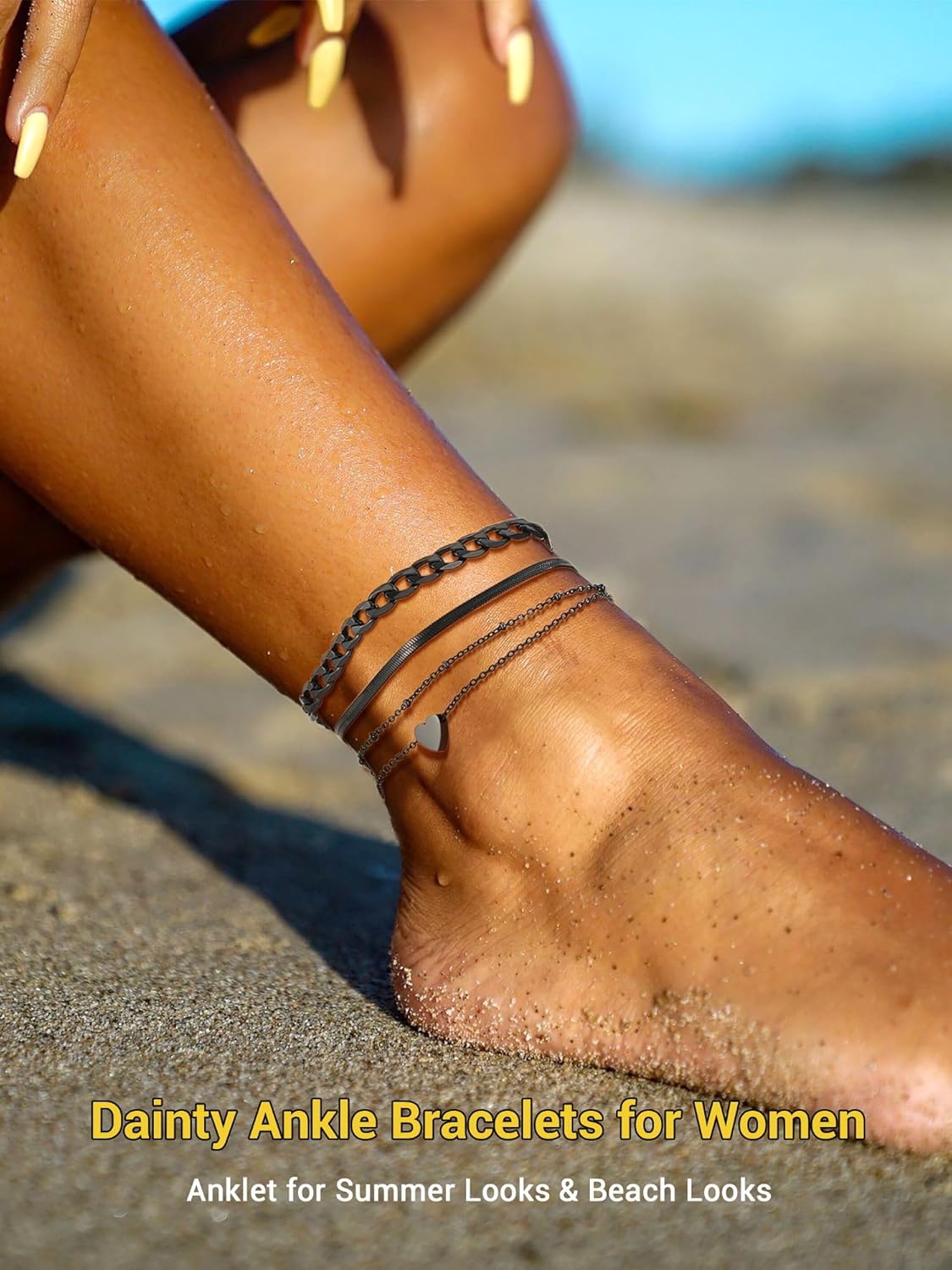 PROSTEEL Trendy Handcuffs Design/Customize Words Ankle Bracelet For Women, 316L Stainless Steel Anklets Silver/Gold/Black Tone, Hypoallergenic, Come with Box - Image 3