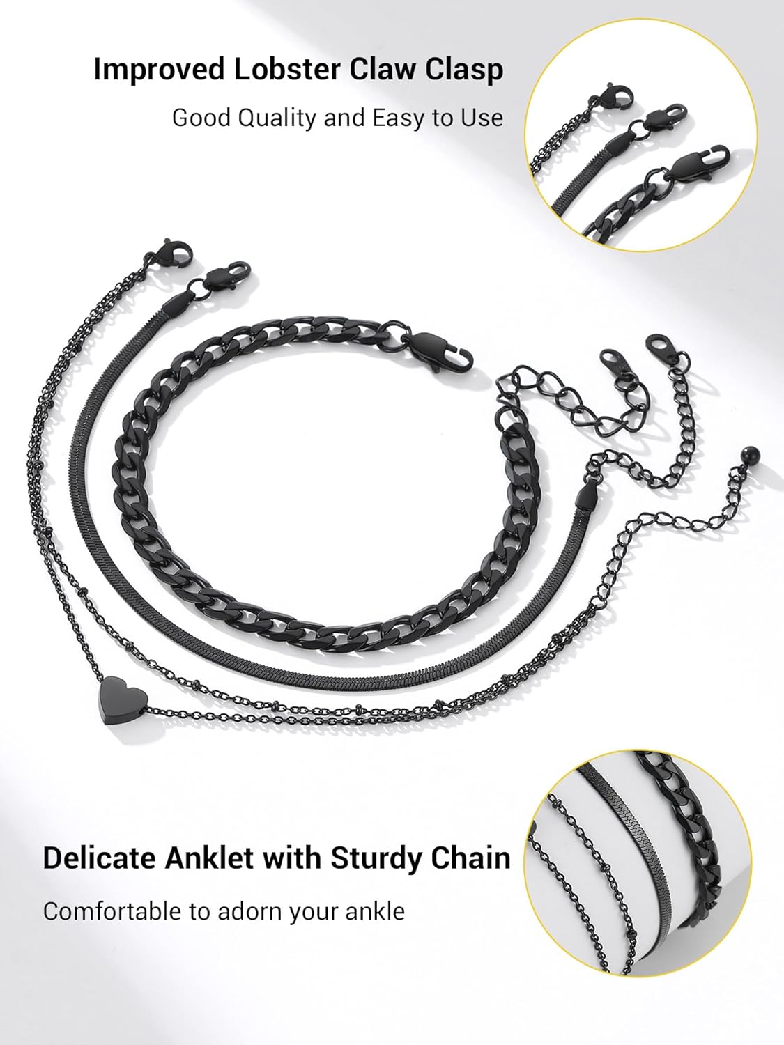 PROSTEEL Trendy Handcuffs Design/Customize Words Ankle Bracelet For Women, 316L Stainless Steel Anklets Silver/Gold/Black Tone, Hypoallergenic, Come with Box - Image 6
