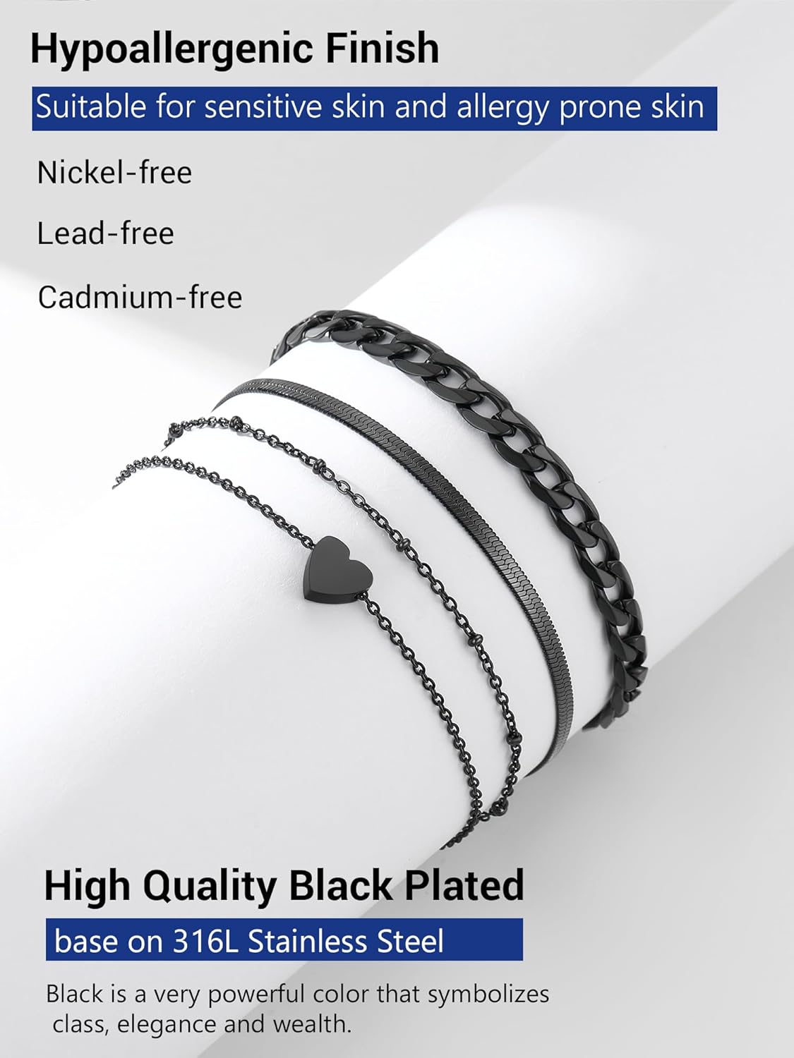 PROSTEEL Trendy Handcuffs Design/Customize Words Ankle Bracelet For Women, 316L Stainless Steel Anklets Silver/Gold/Black Tone, Hypoallergenic, Come with Box - Image 7