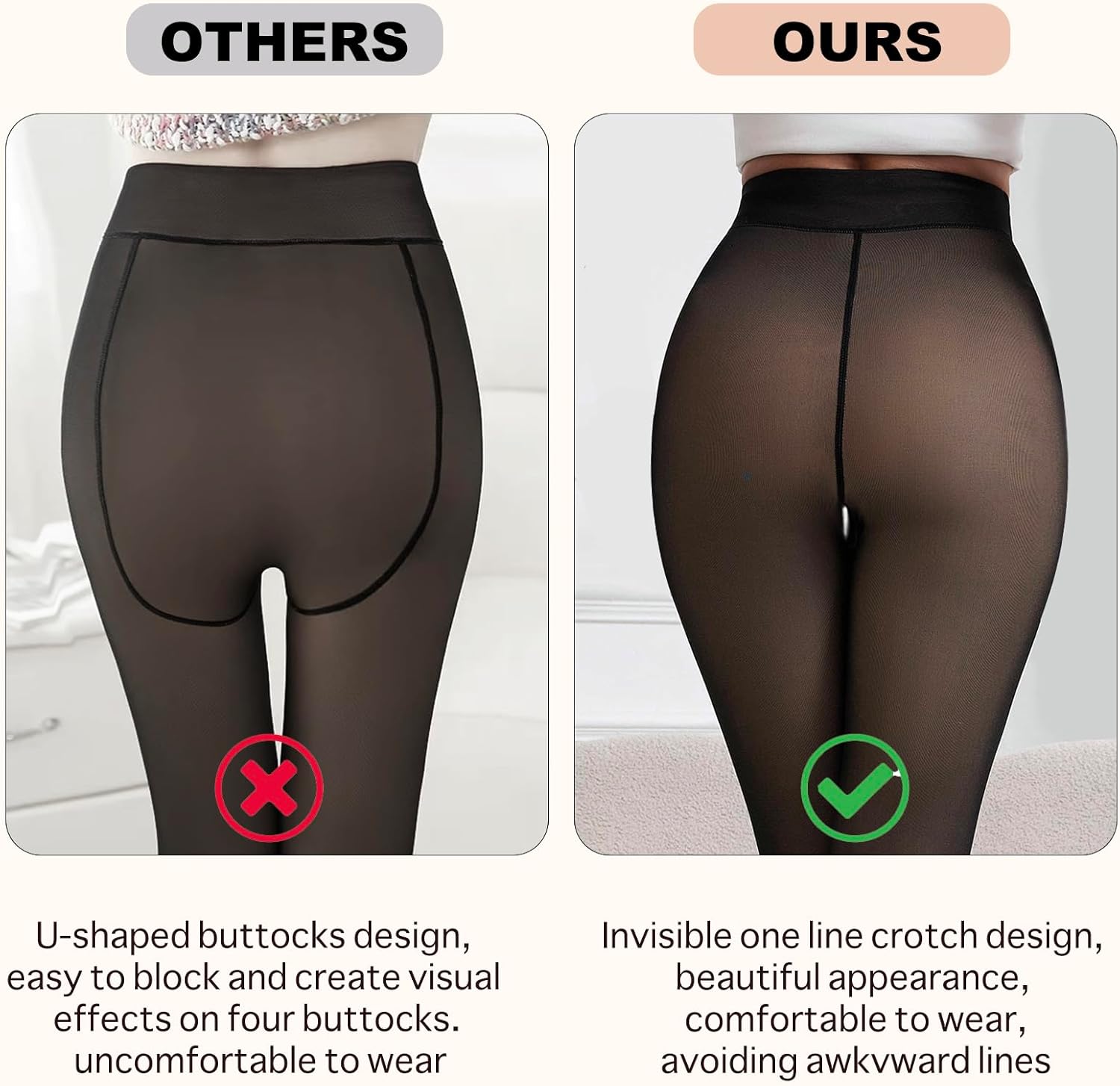 2025 One-Seam Fleece Lined Tights More Warmth Fake Translucent Pantyhose High Waist Thermal Legging Women - Image 3