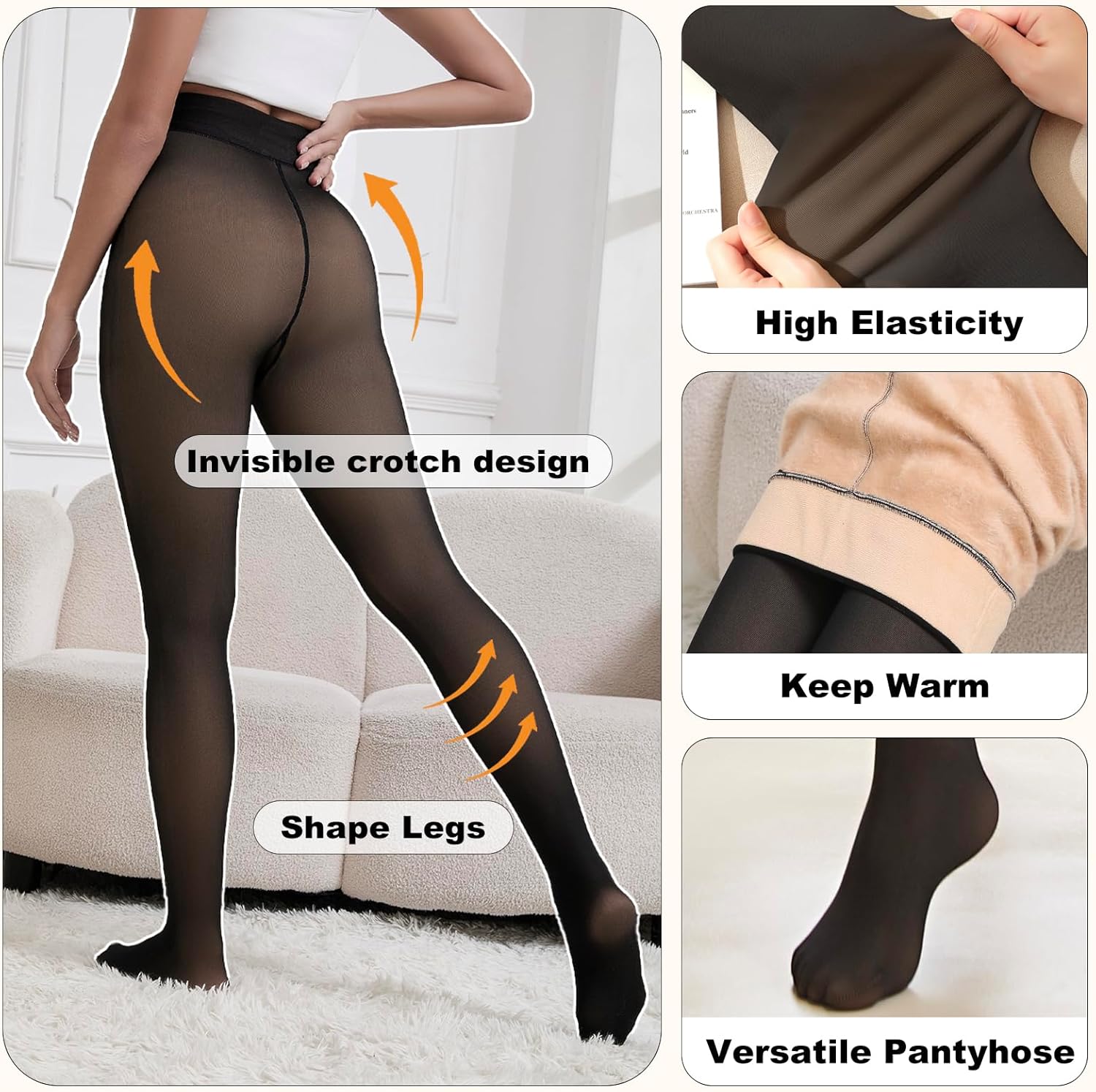 2025 One-Seam Fleece Lined Tights More Warmth Fake Translucent Pantyhose High Waist Thermal Legging Women - Image 4