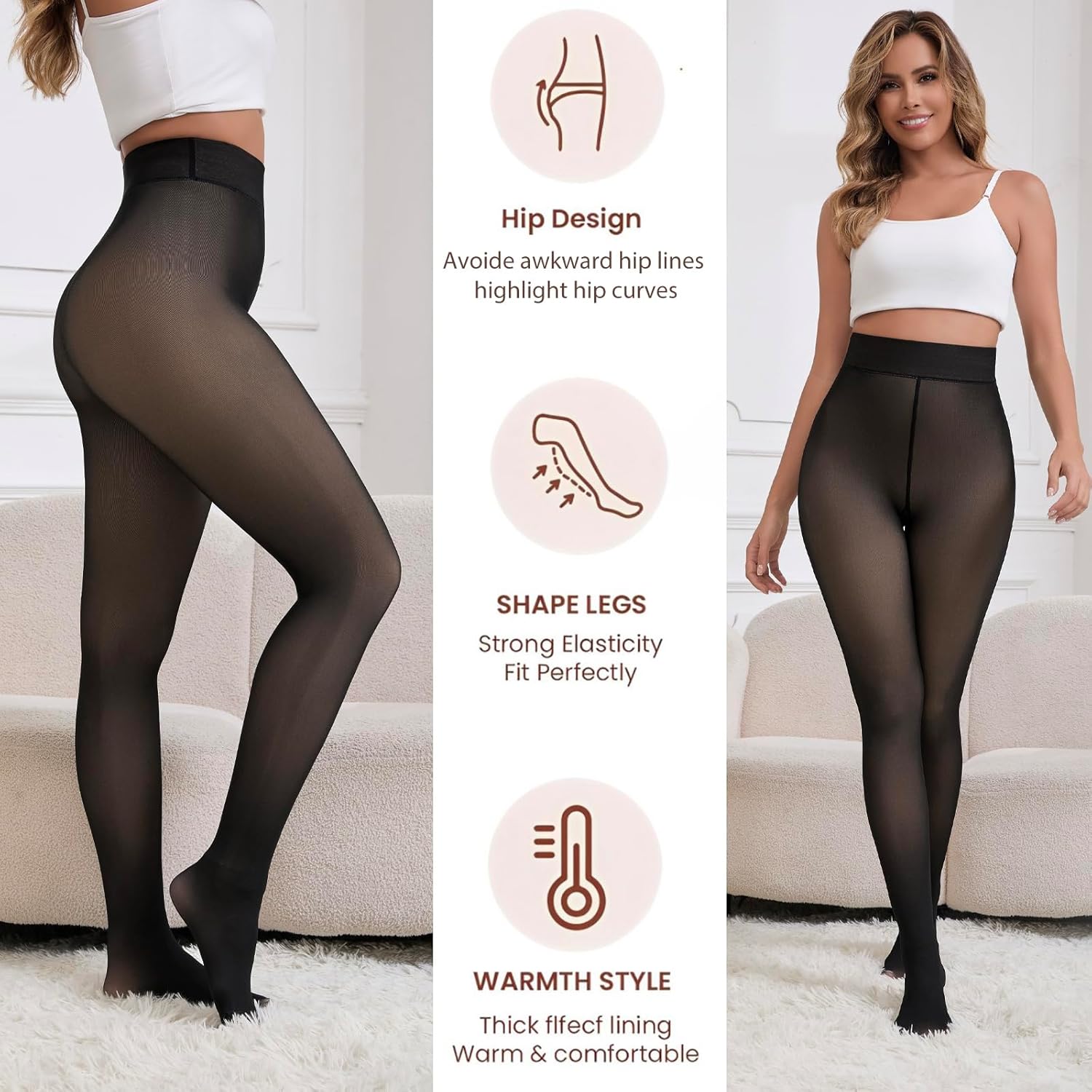 2025 One-Seam Fleece Lined Tights More Warmth Fake Translucent Pantyhose High Waist Thermal Legging Women - Image 6