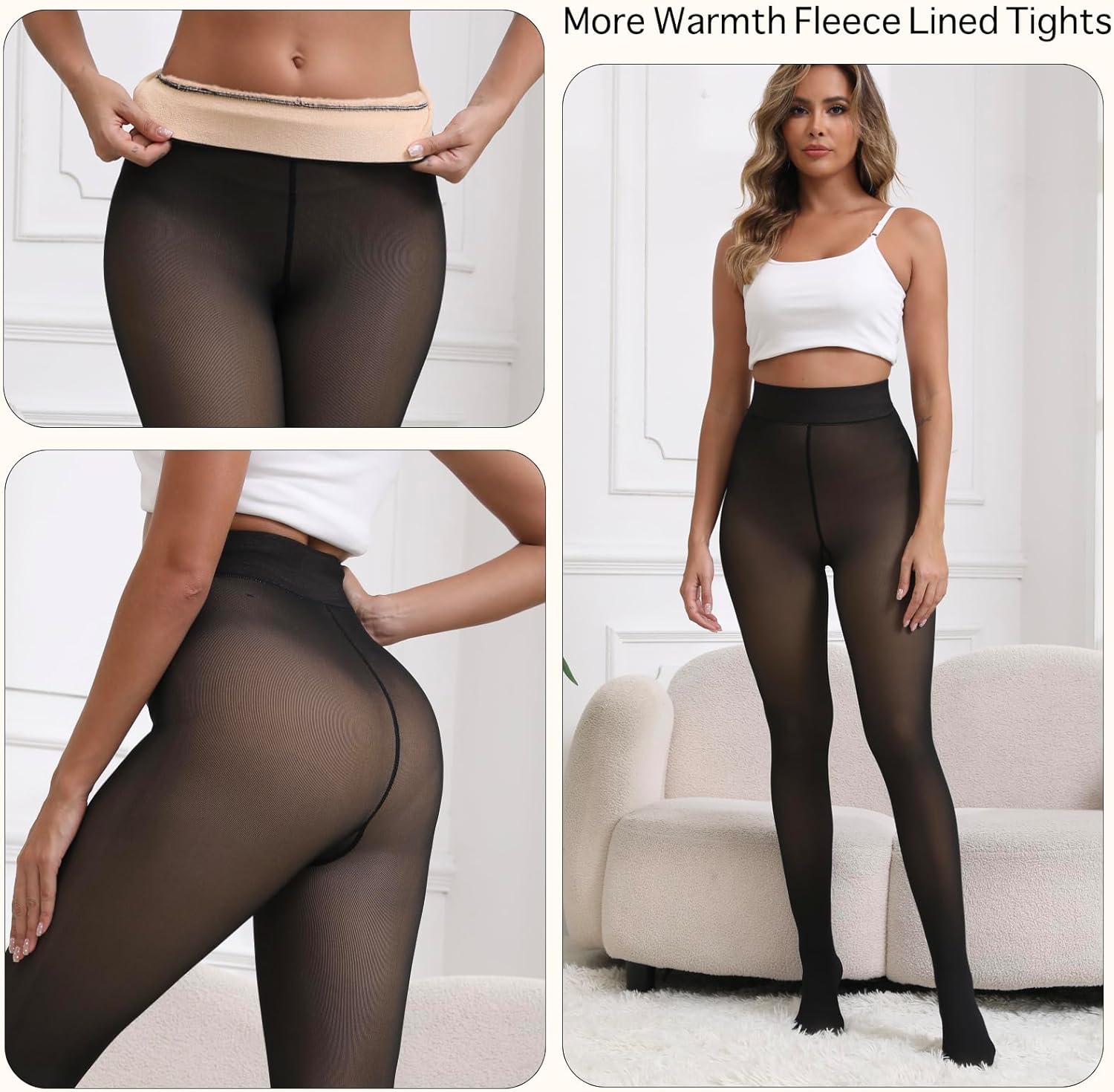2025 One-Seam Fleece Lined Tights More Warmth Fake Translucent Pantyhose High Waist Thermal Legging Women - Image 7