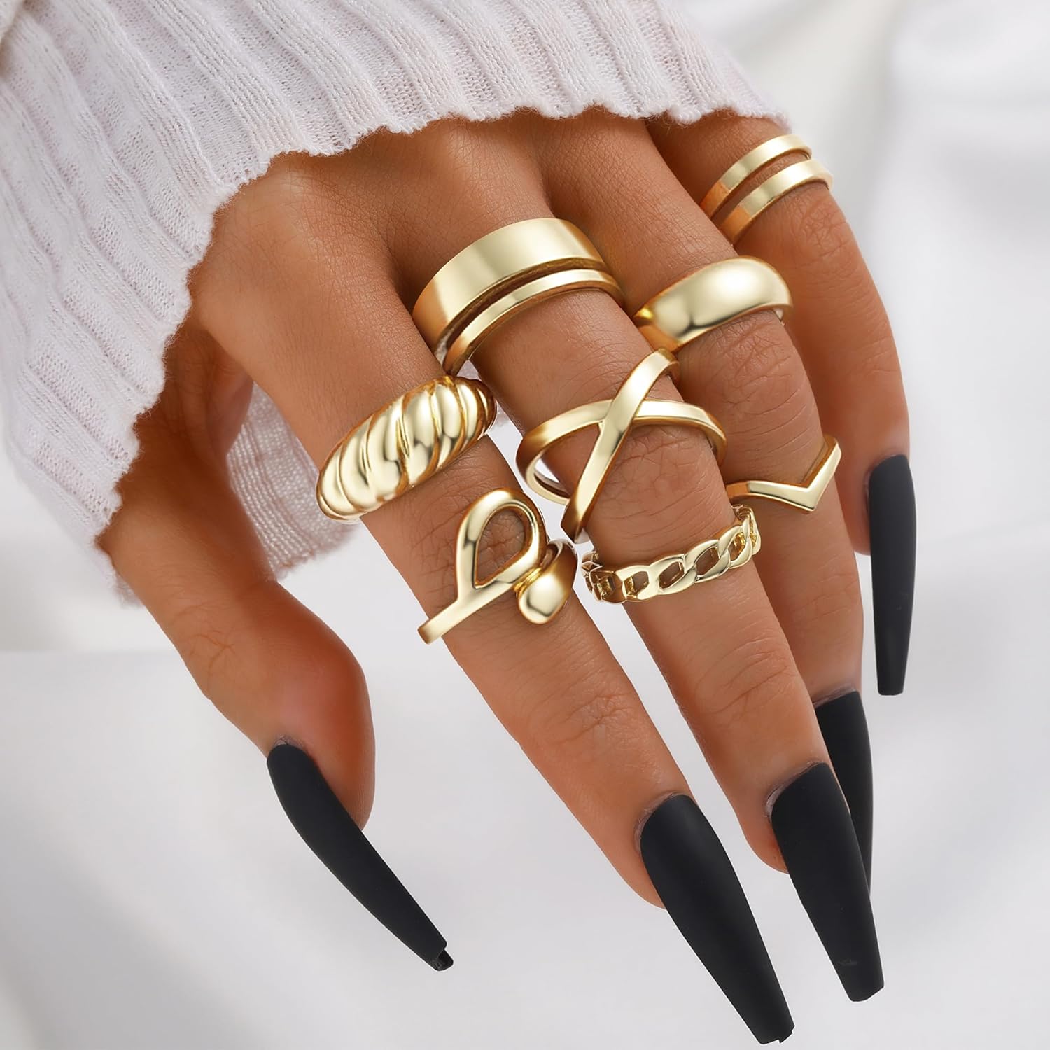 YEEZII 25 Pcs Gold Knuckle Rings Set for Women, Cute Stackable Finger Midi Rings, Dainty Gold Chunky Stacking Statement Womens ring pack - Image 5