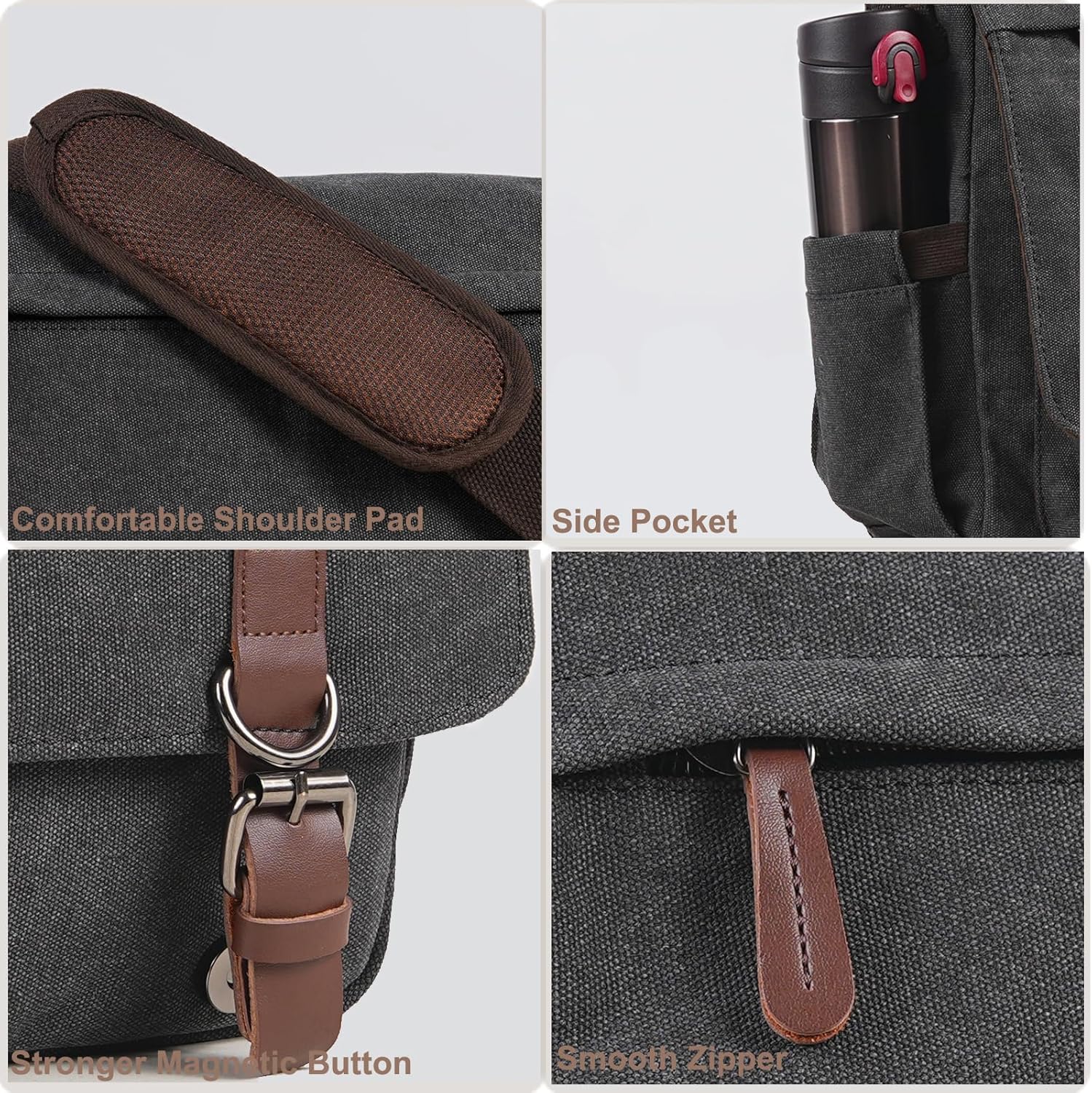 Canvas Messenger Bag for Men Women,Travel Satchel Shoulder bag 15.6 Inch Laptop Bag briefcase Business - Image 6