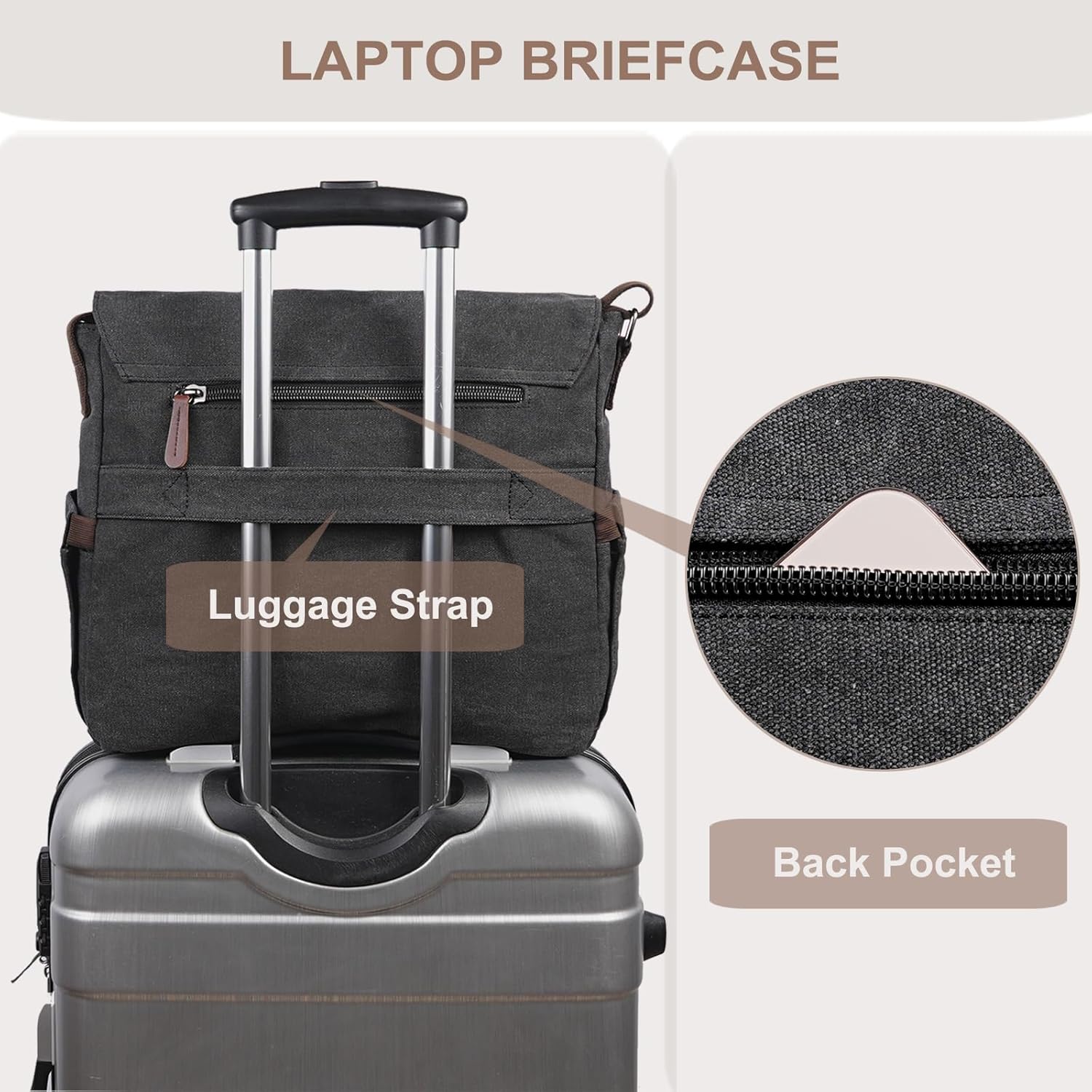 Canvas Messenger Bag for Men Women,Travel Satchel Shoulder bag 15.6 Inch Laptop Bag briefcase Business - Image 7