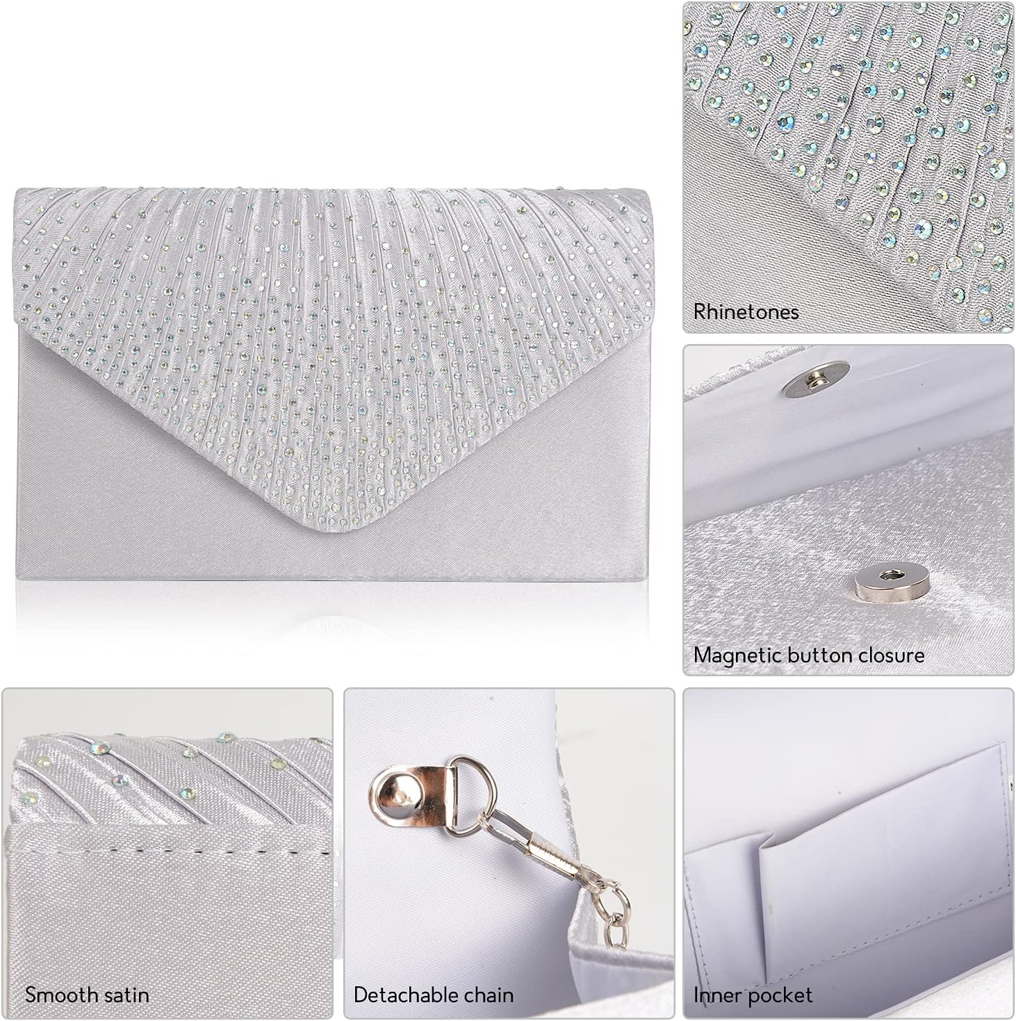 BBjinronjy Clutch Purse for Women Evening Bags for Women Formal Wedding Party Cocktail Prom Crossbody Purse Evening Handbags - Image 5