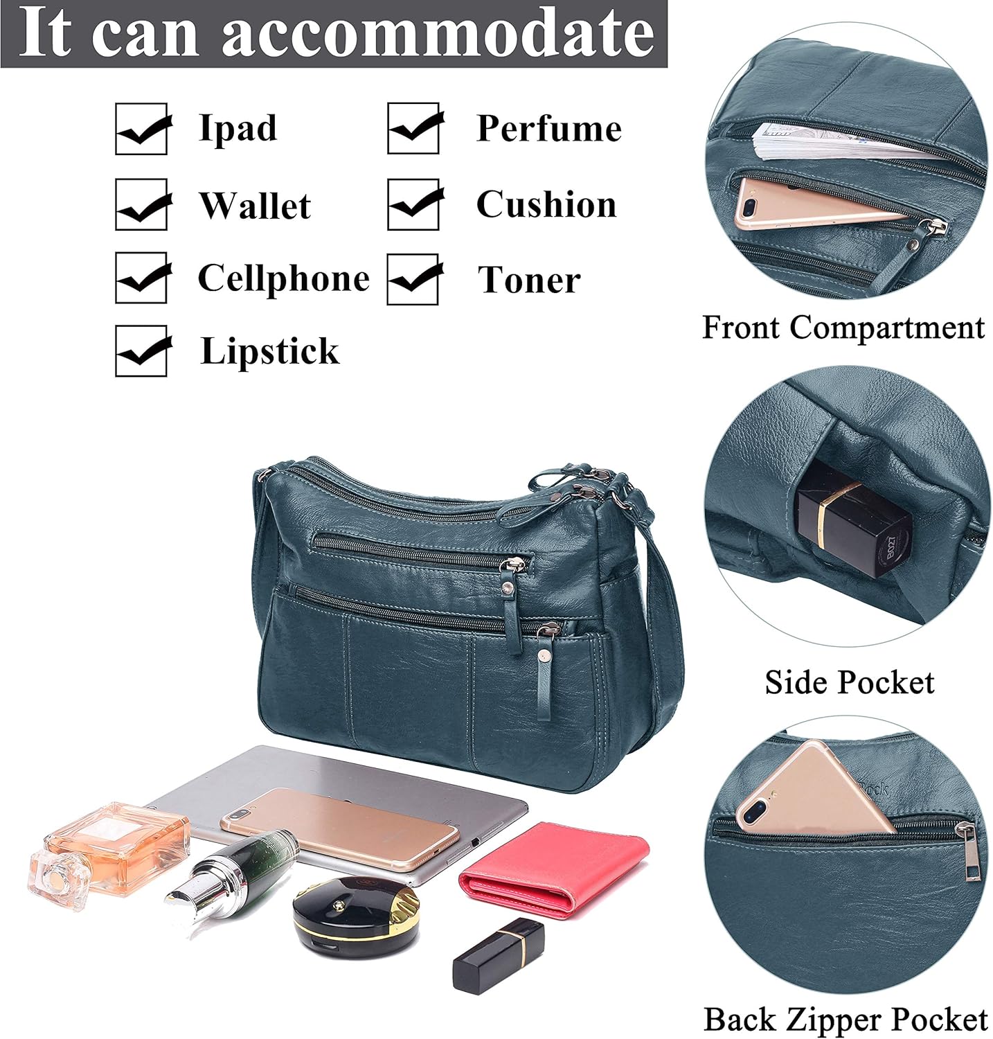 VOLGANIK ROCK Purses for Women Soft PU Leather Shoulder Bag Ladies Crossbody Purse and handbags Lightweight Pocketbook - Image 6